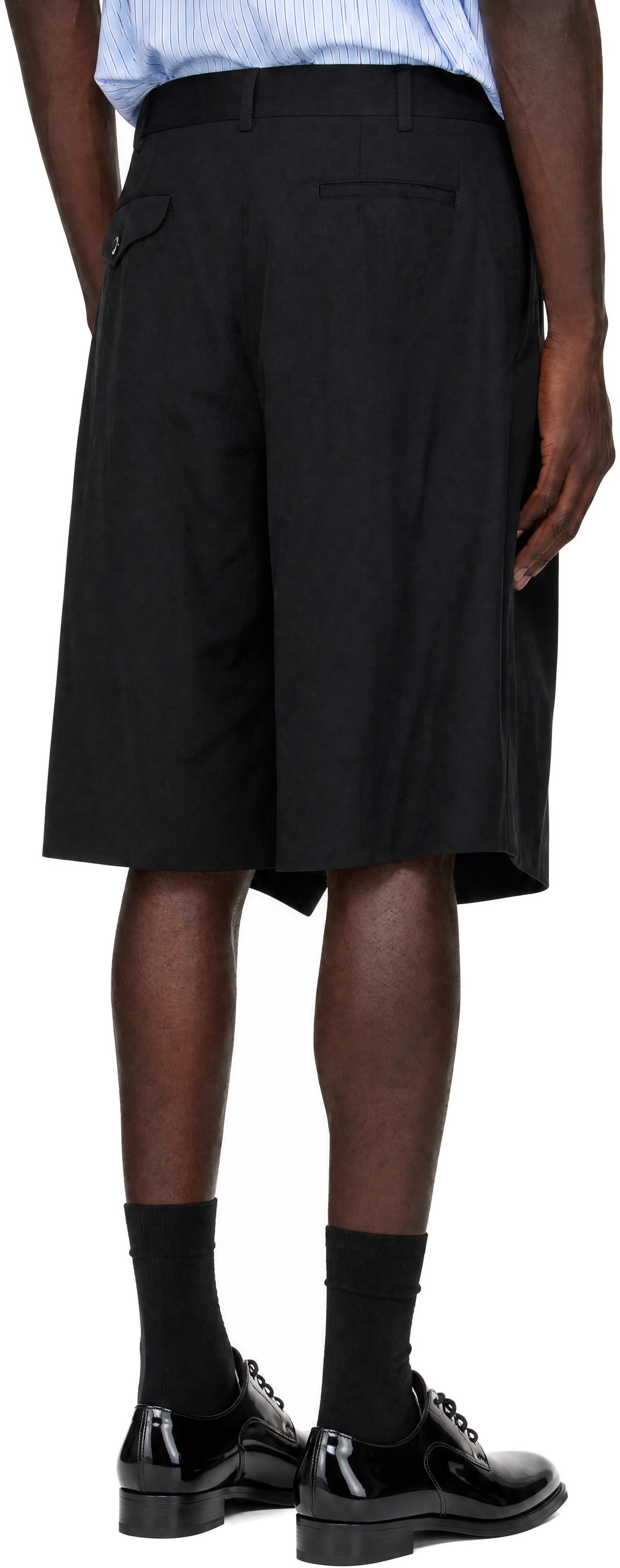 Comme des Garçons Homme Plus: Black Wool Tropical Shorts | SSENSE