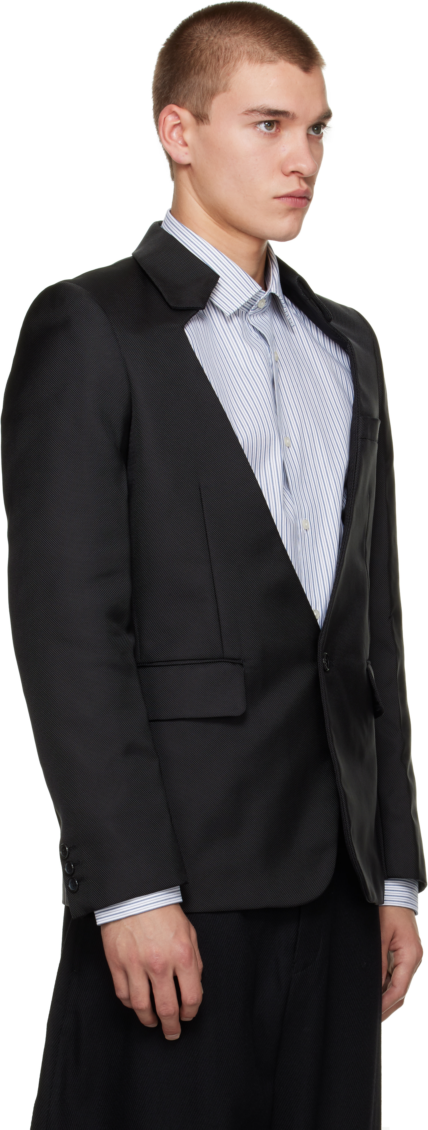 Comme des Garçons Homme Plus: ブラック Nylon Oxford テーラード