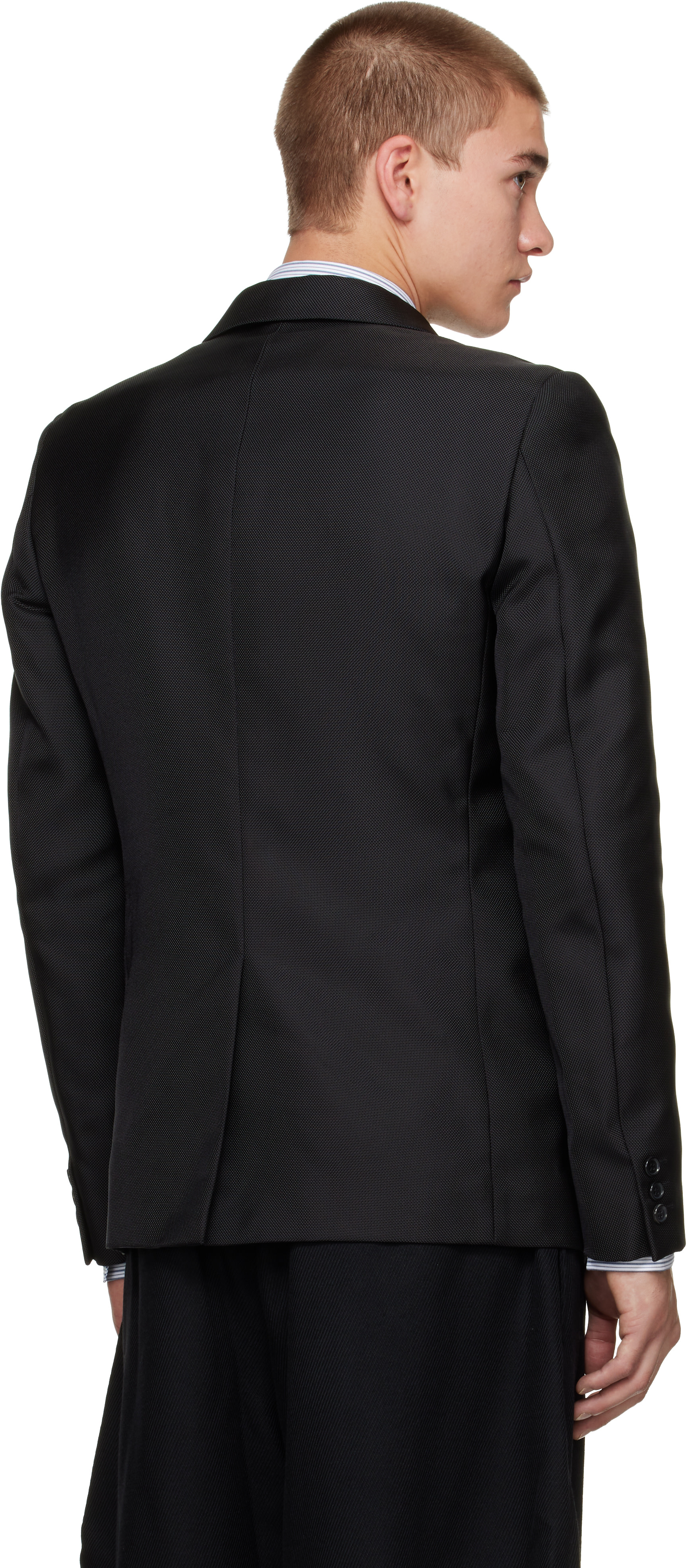 Comme des Garçons Homme Plus: ブラック Nylon Oxford テーラード
