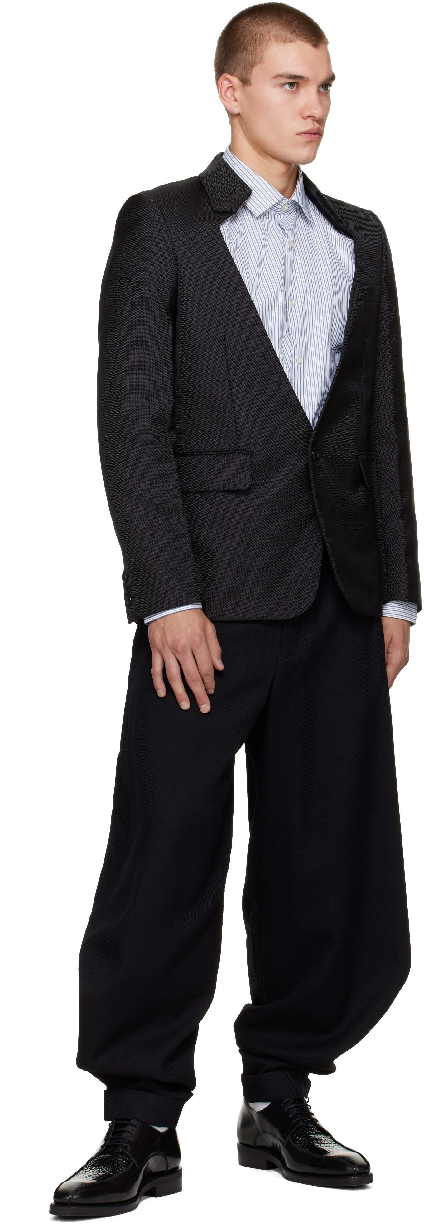 Comme des Garçons Homme Plus: ブラック Nylon Oxford テーラード