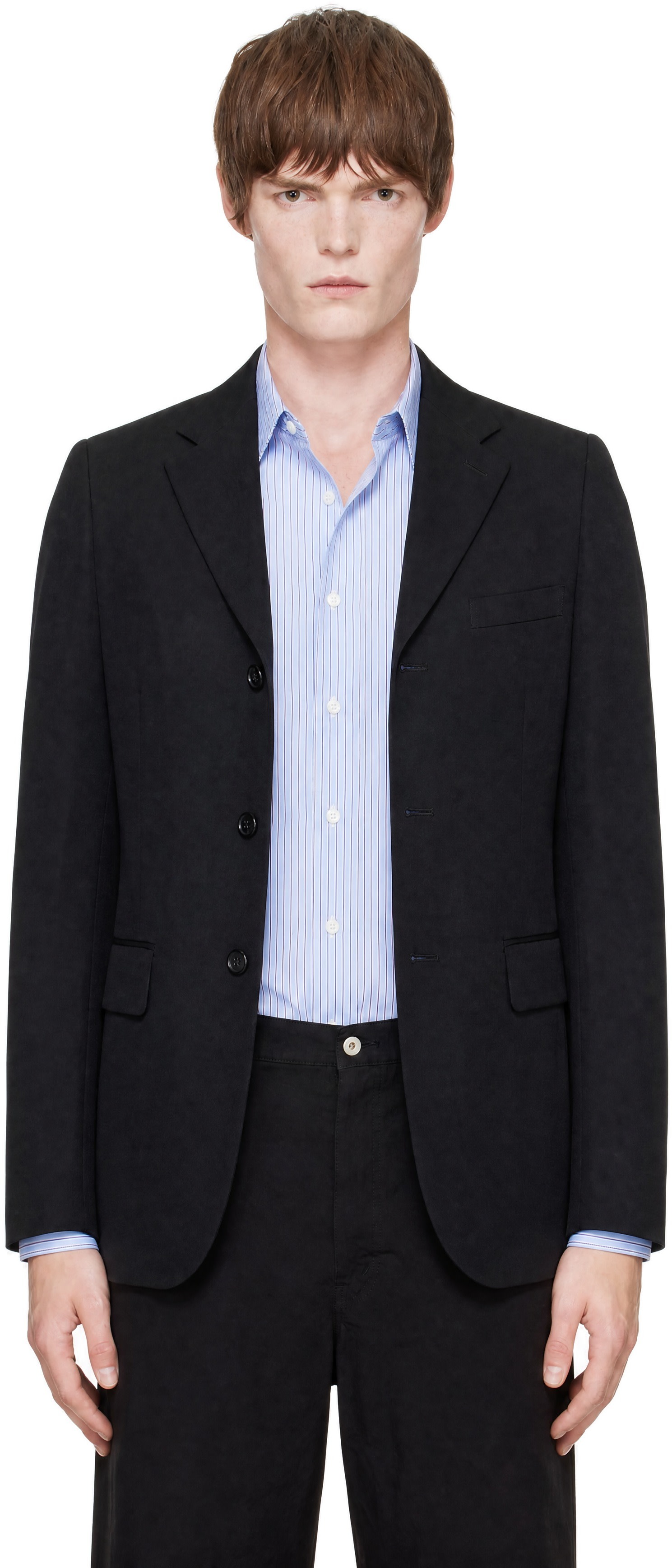 Comme des Garçons Homme Plus: Black Wool Gabardine Blazer | SSENSE