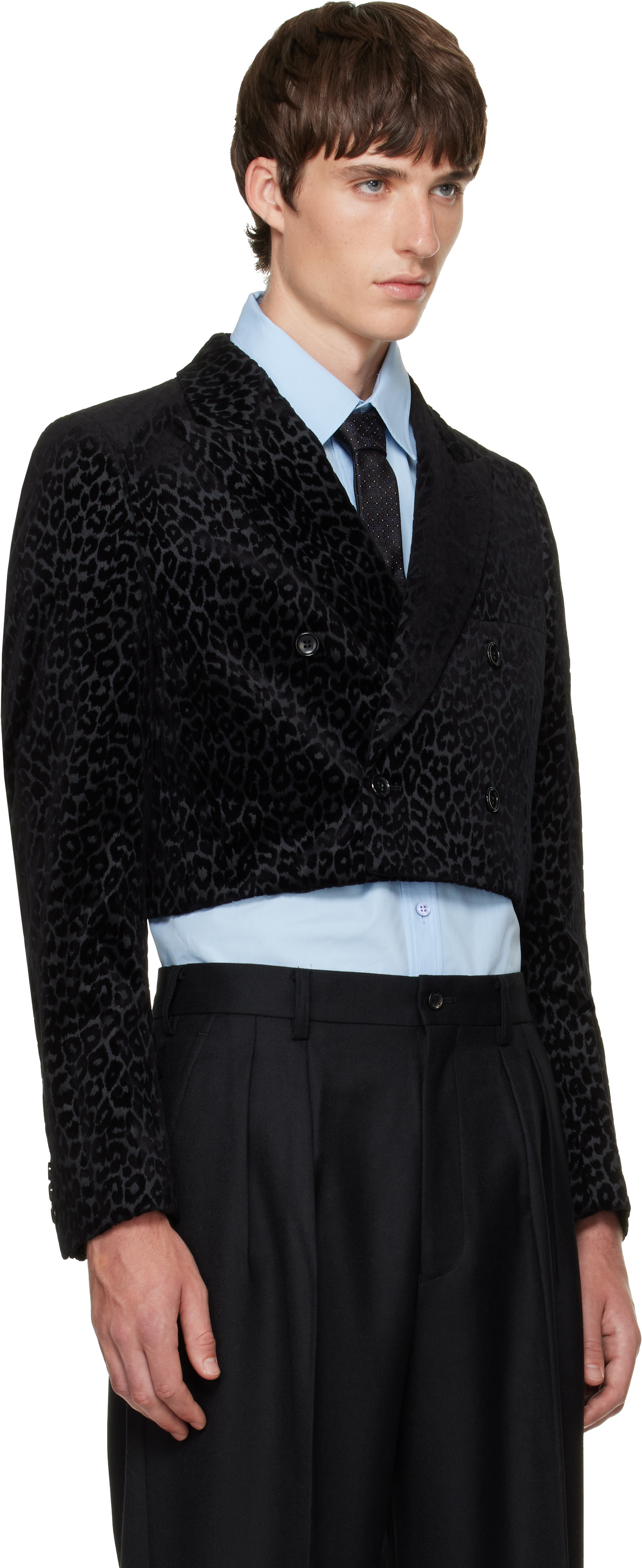 Comme des Garçons Homme Plus: ブラック Cotton Velvet Flocky Print