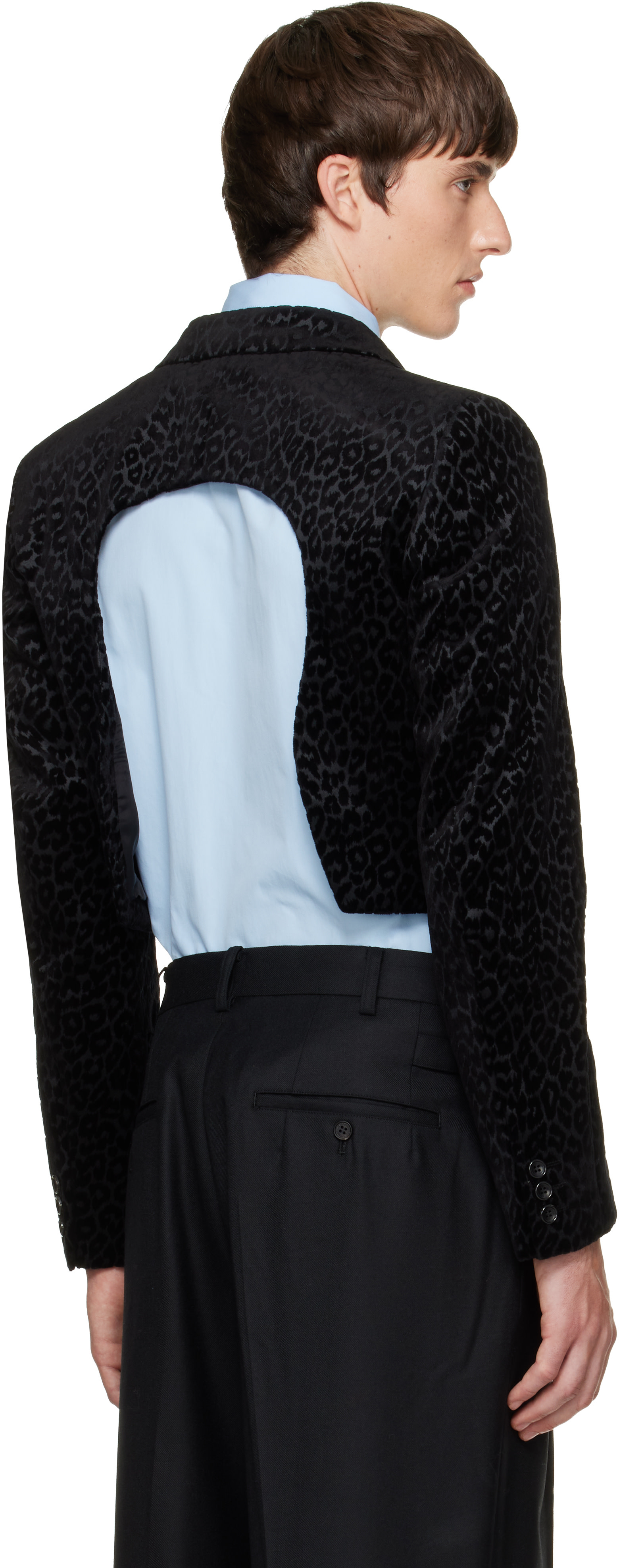 Comme des Garçons Homme Plus: ブラック Cotton Velvet Flocky Print