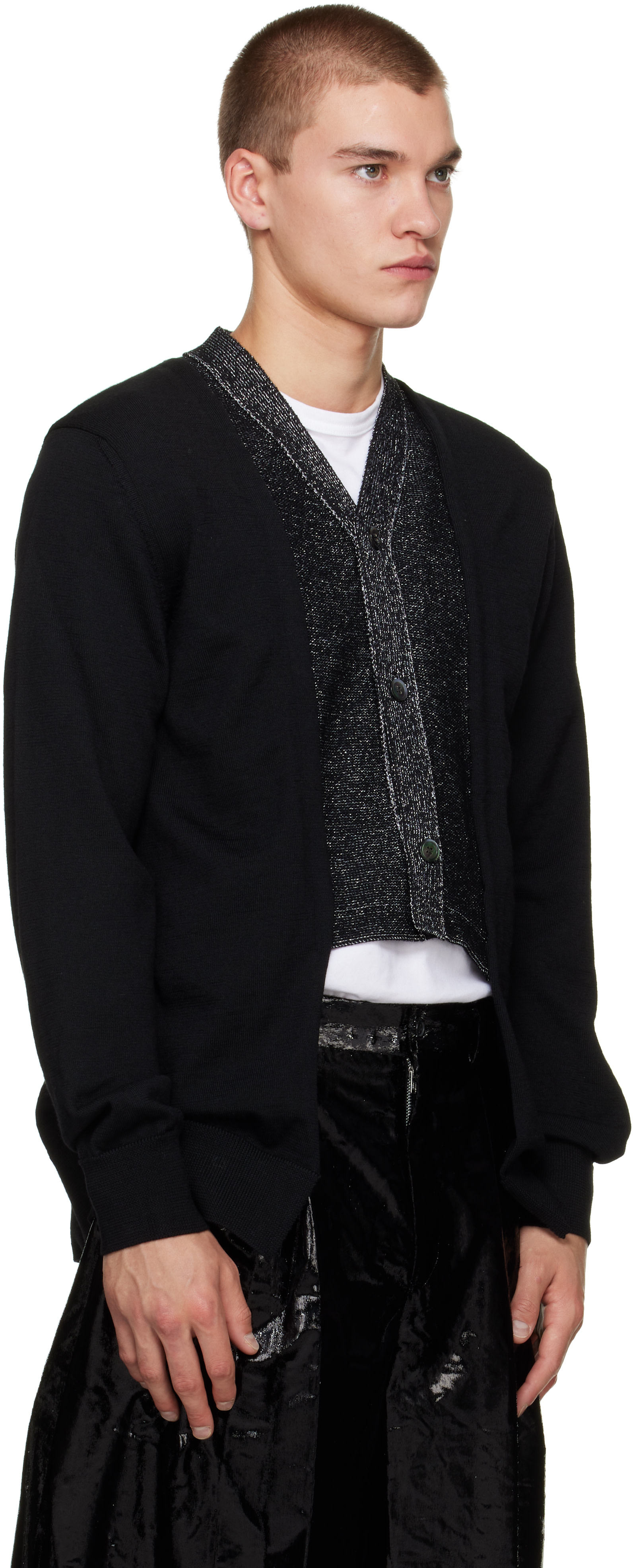 Comme des Garçons Homme Plus: ブラック Worsted Yarn ウール