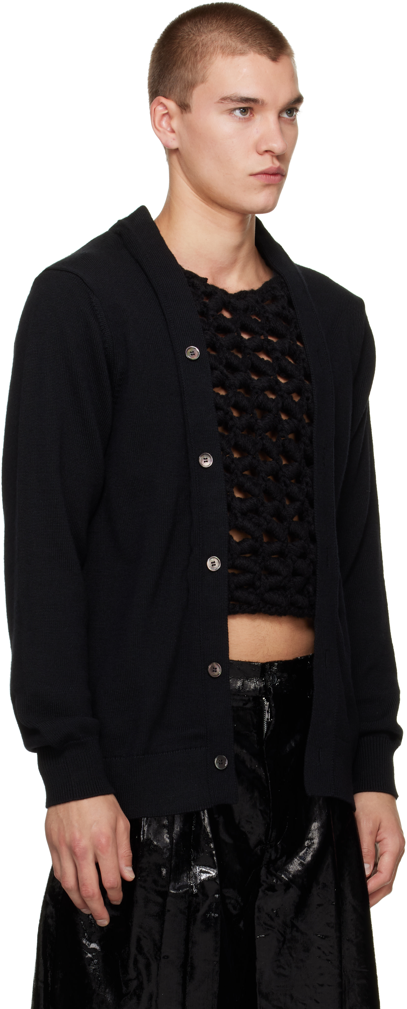 Comme des Garçons Homme Plus: ブラック Worsted Yarn ウール