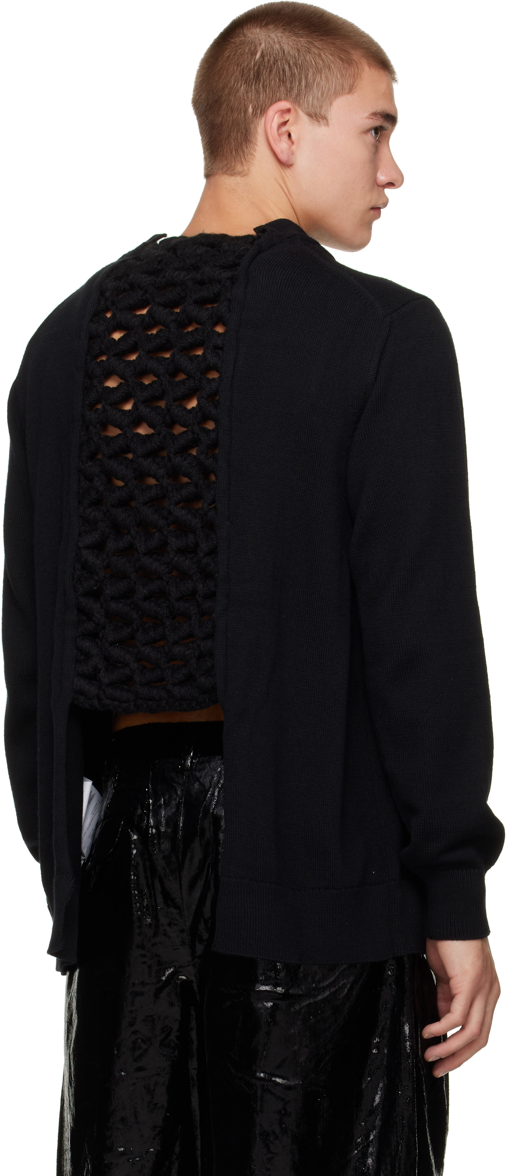Comme des Garçons Homme Plus: ブラック Worsted Yarn ウール