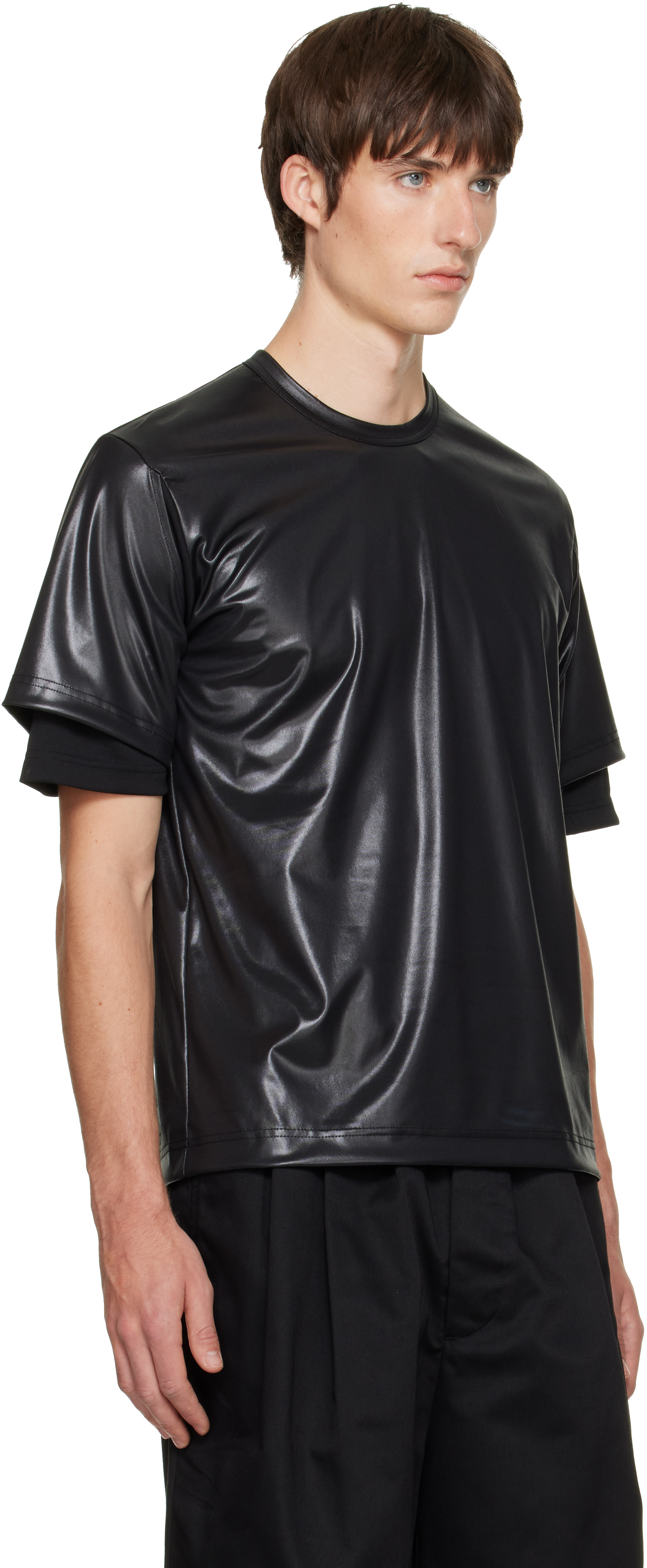 Comme des Garçons Homme Plus: ブラック Gloss Finish Tシャツ