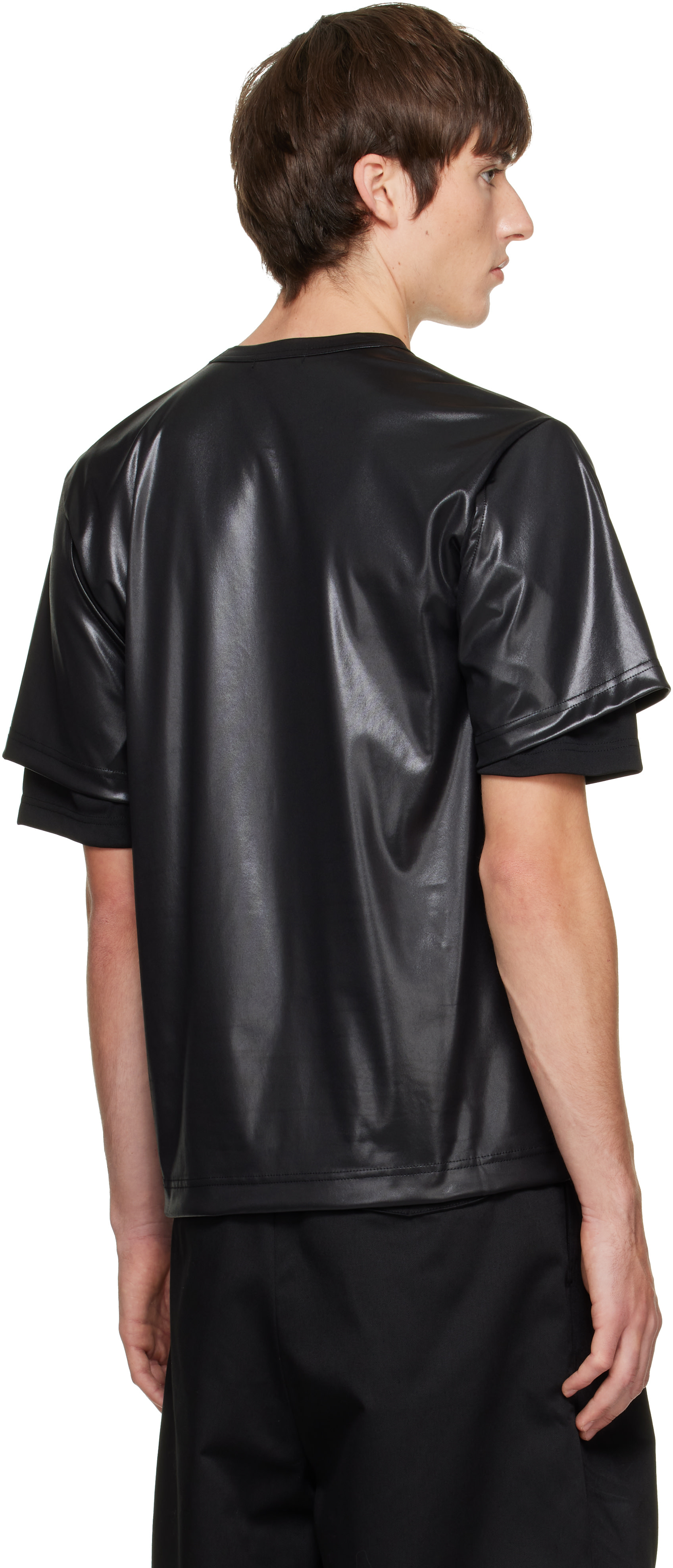 Comme des Garçons Homme Plus: Black Gloss Finish T-shirt | SSENSE