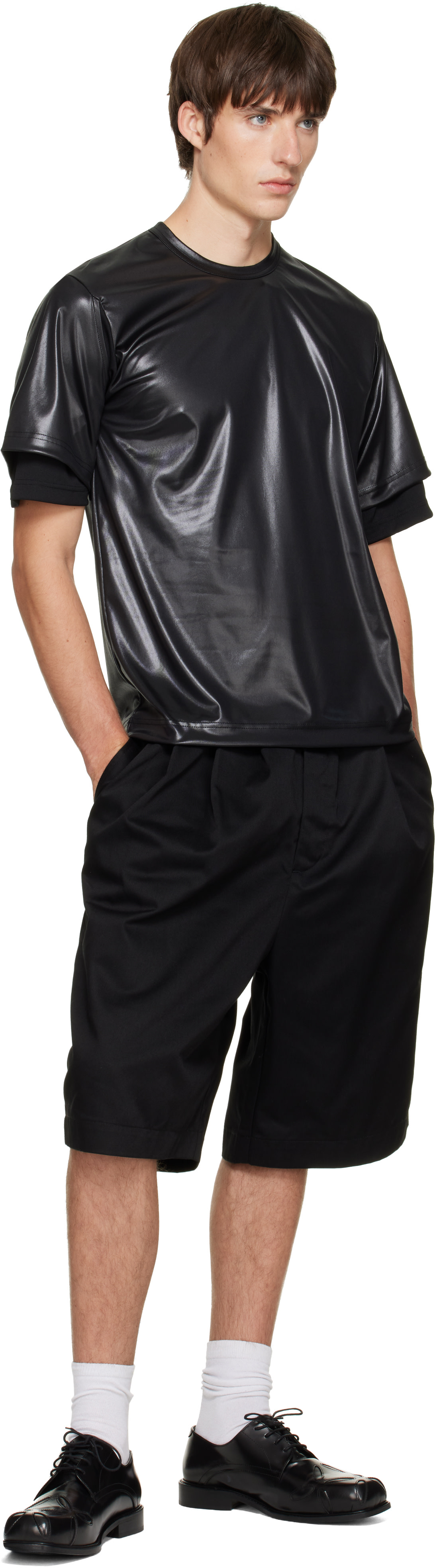Comme des Garçons Homme Plus: ブラック Gloss Finish Tシャツ