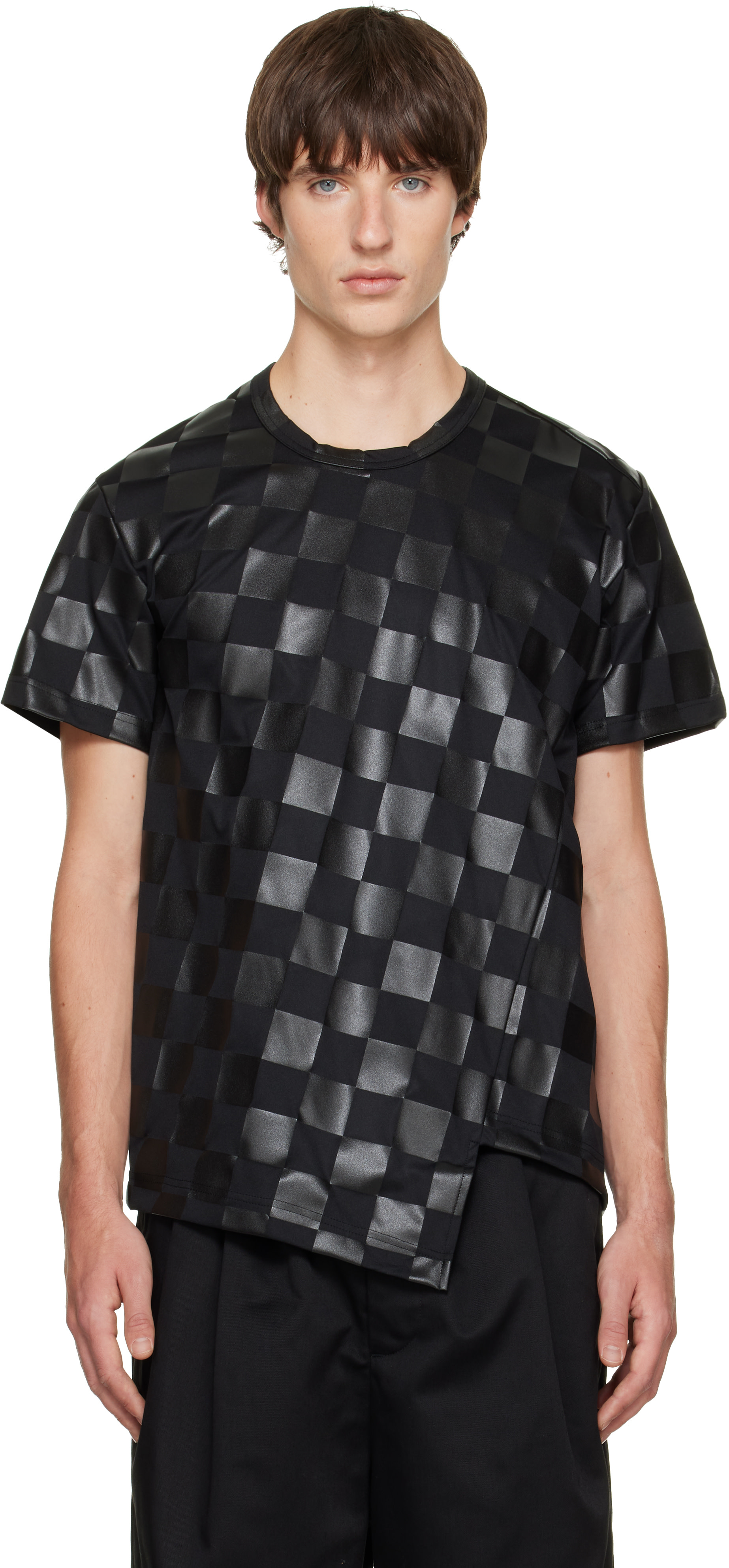 Comme des Garçons Homme Plus: ブラック ブロックチェック Tシャツ