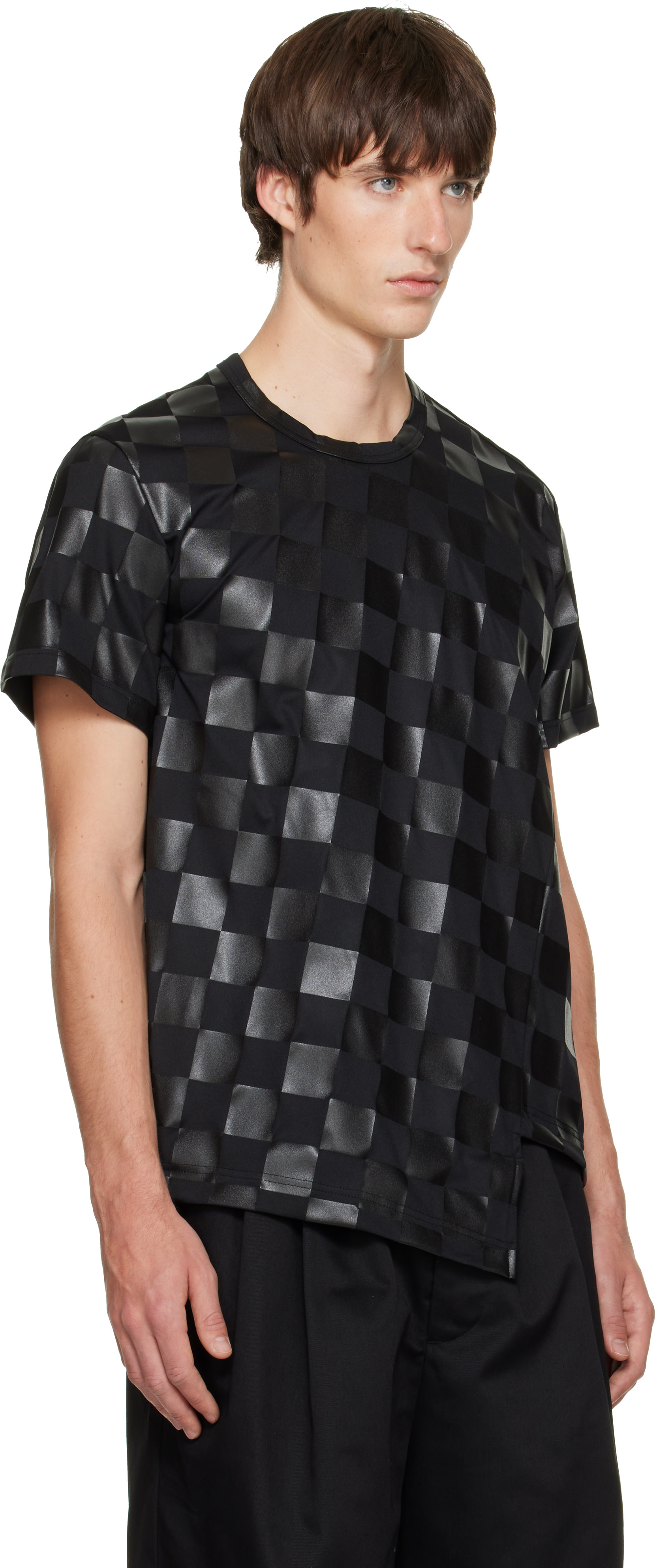 Comme des Garçons Homme Plus: ブラック ブロックチェック Tシャツ