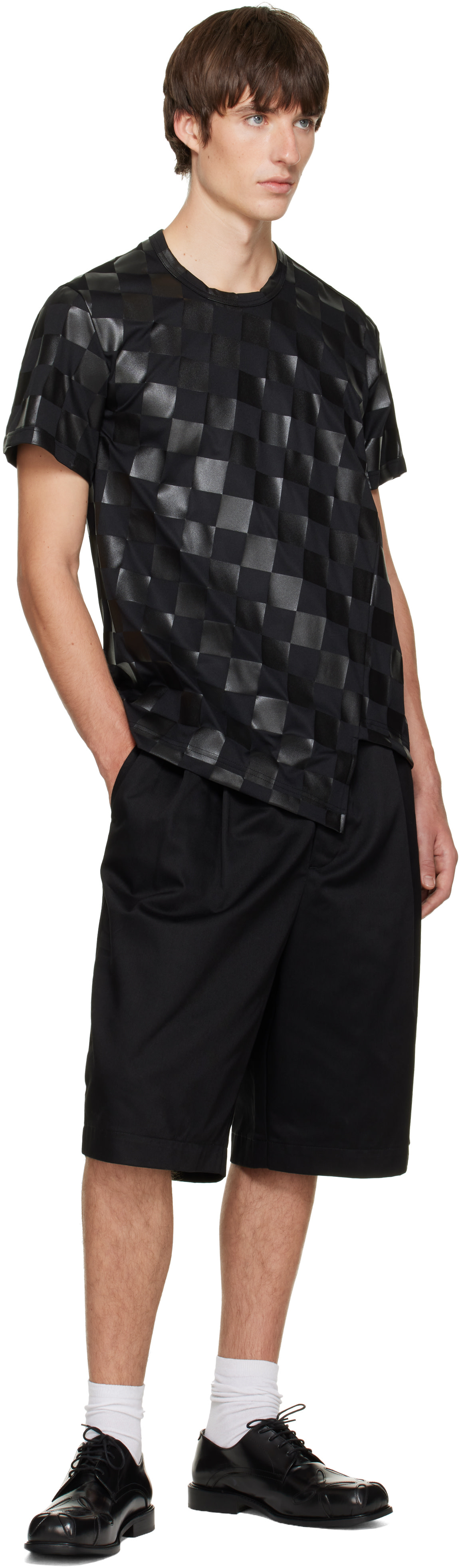 Comme des Garçons Homme Plus: ブラック ブロックチェック Tシャツ
