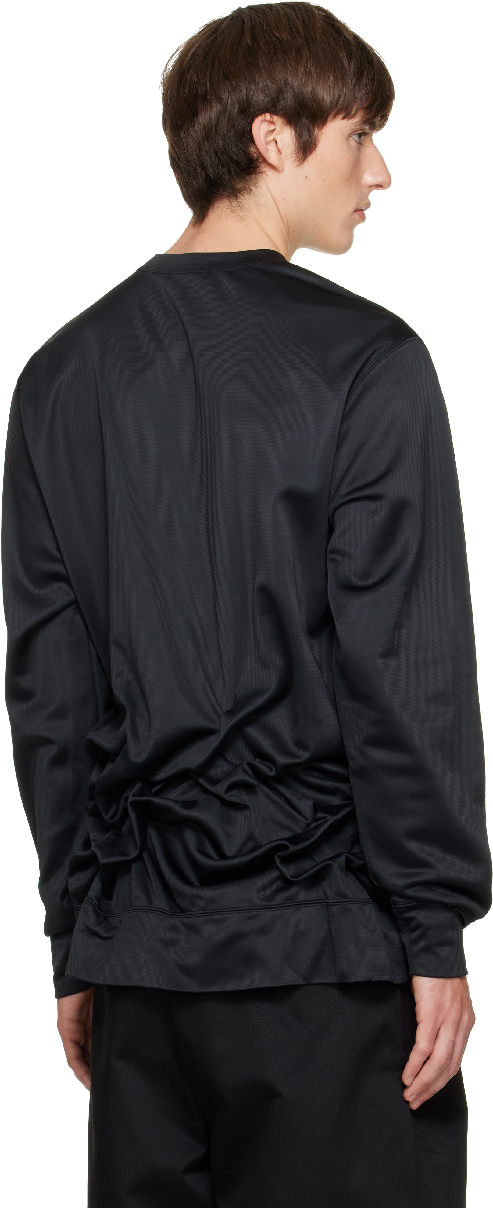 Comme des Garçons Homme Plus: Black Gathered Jersey Long Sleeve T