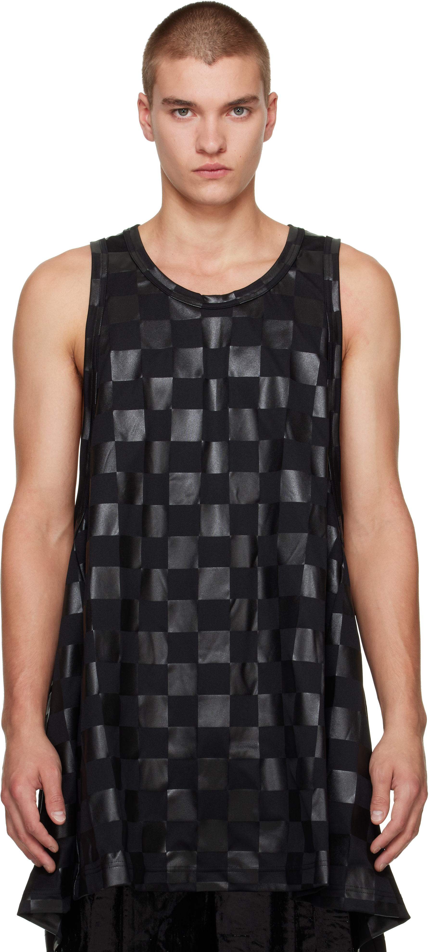 Comme des Garçons Homme Plus: ブラック Smooth Gloss Print Check