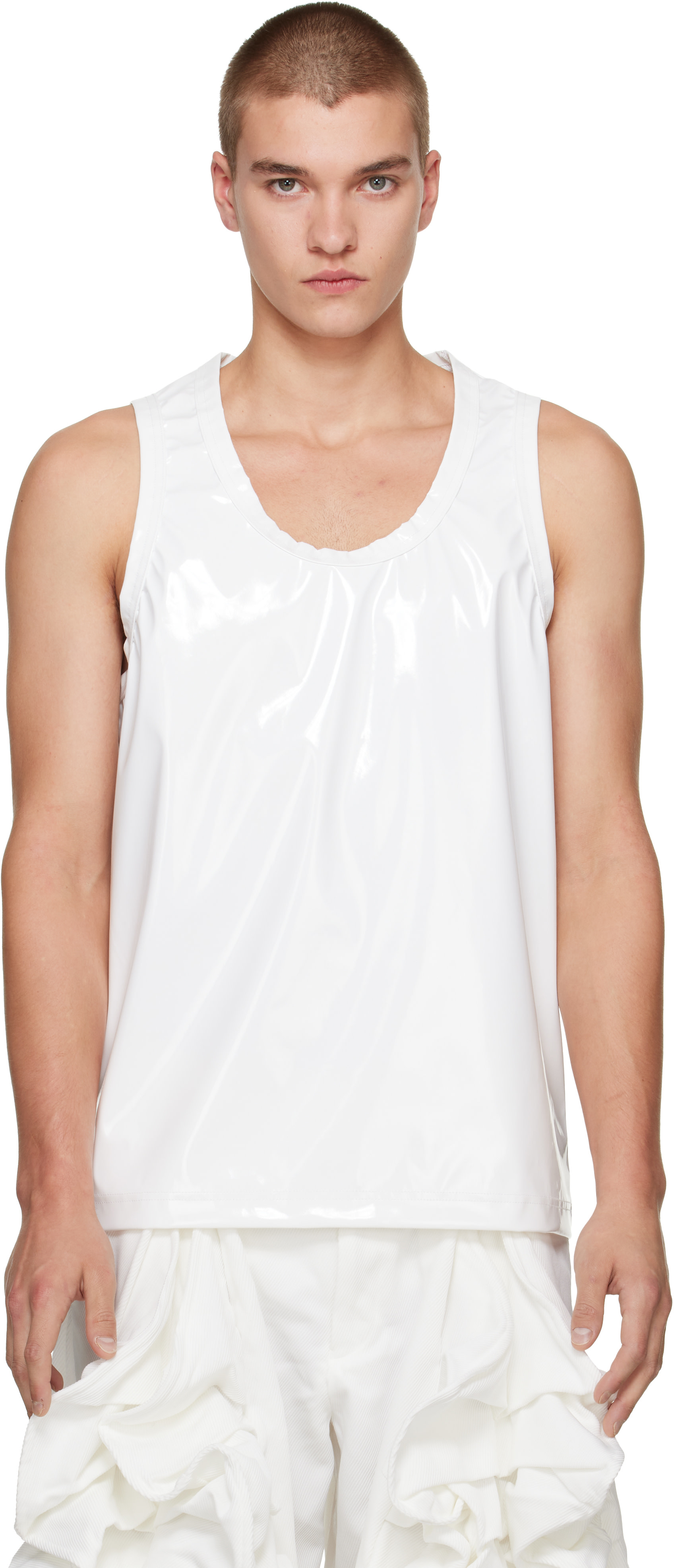 HOMME PLUS タンクトップ M 26SS Comme des Garçons Homme Plus: ホワイト Polyurethane Enamel Cloth