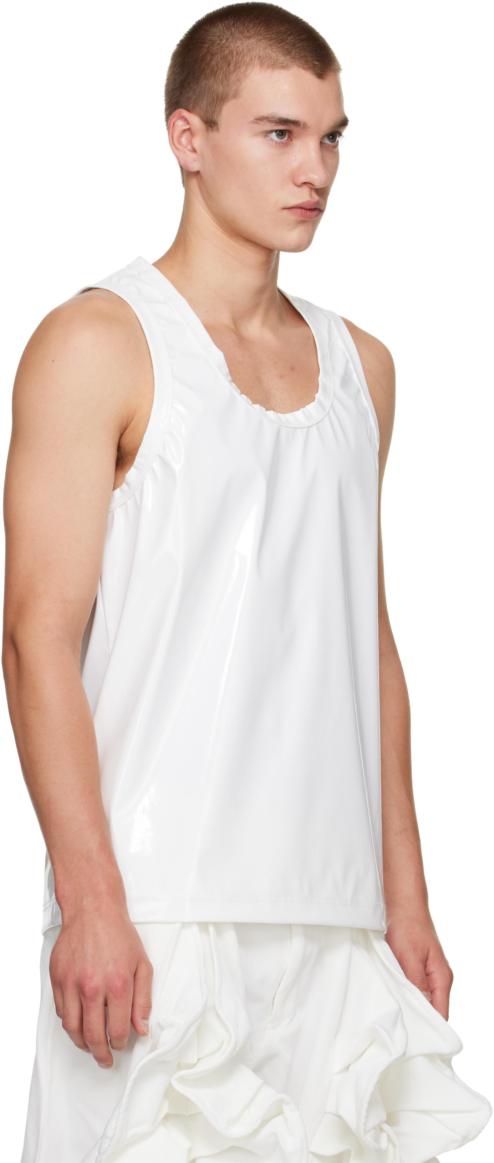 Comme des Garçons Homme Plus: ホワイト Polyurethane Enamel Cloth