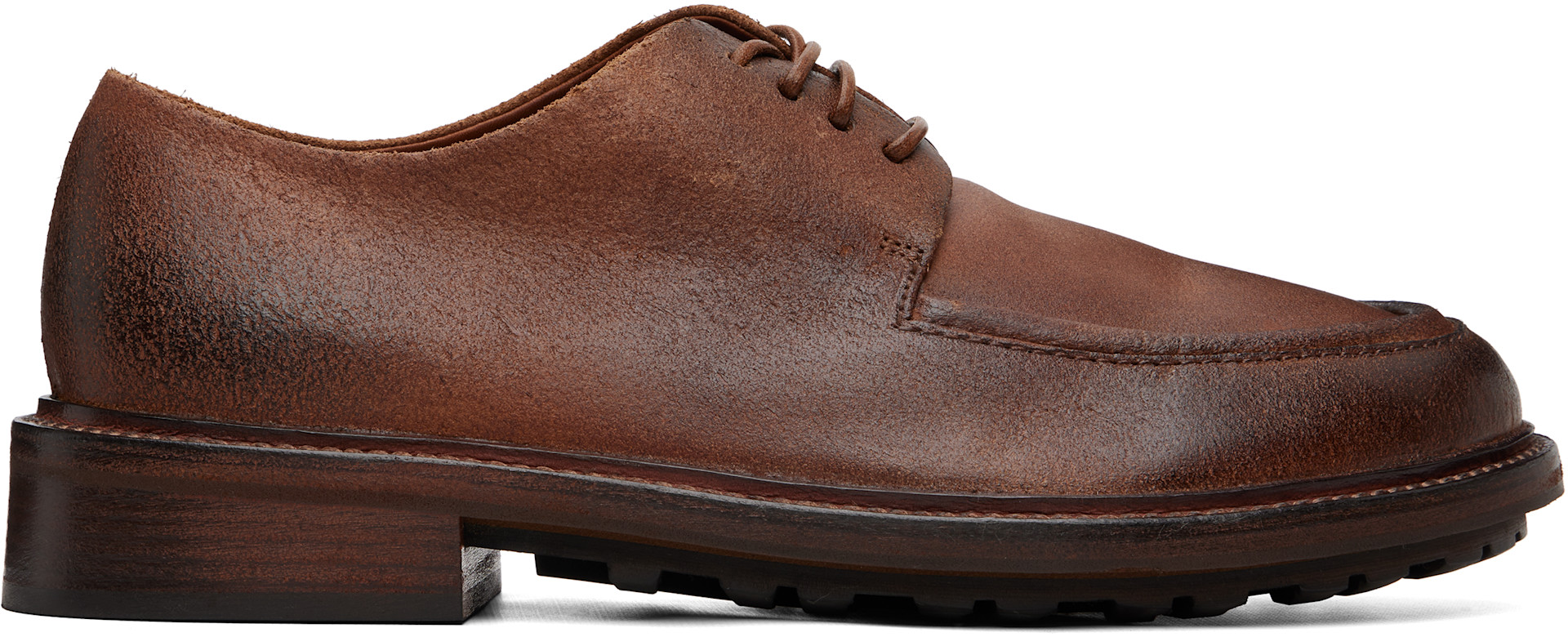 Marsèll: ブラウン Gruboot Waxed リバースレザー ダービー | SSENSE 日本
