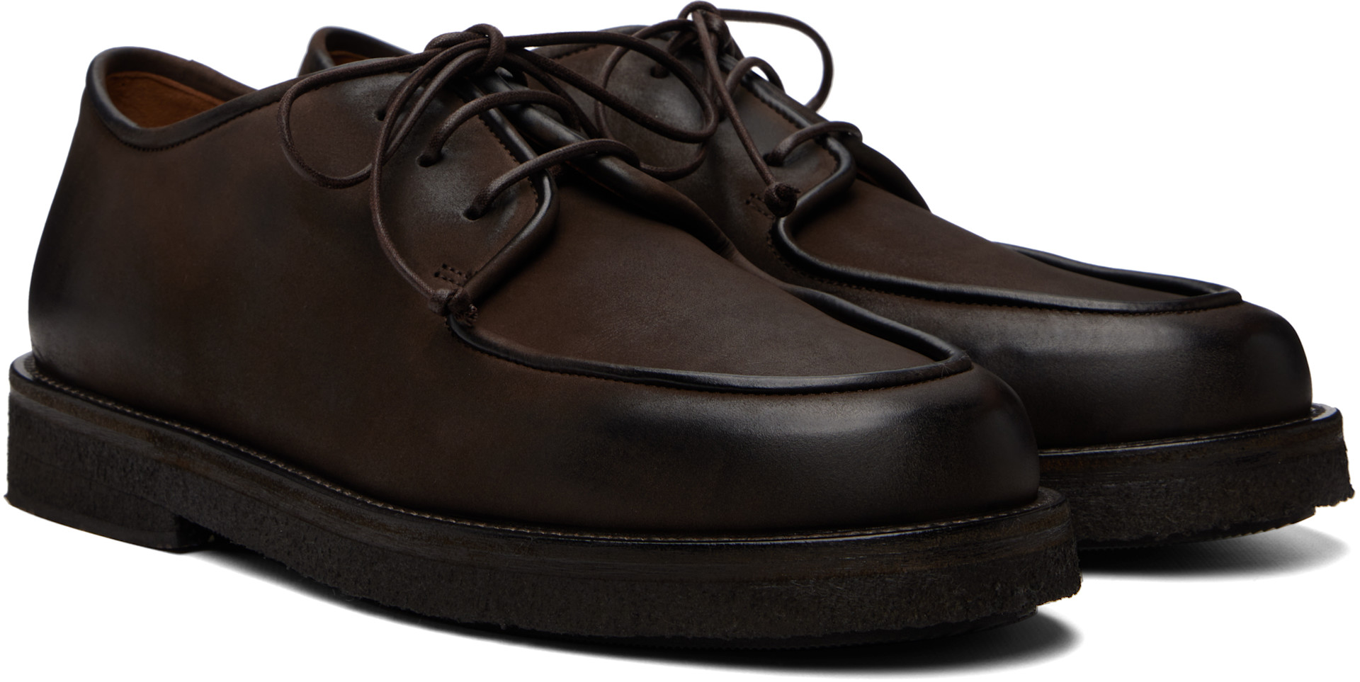 Marsèll: Brown Moccar Leather Oxfords | SSENSE