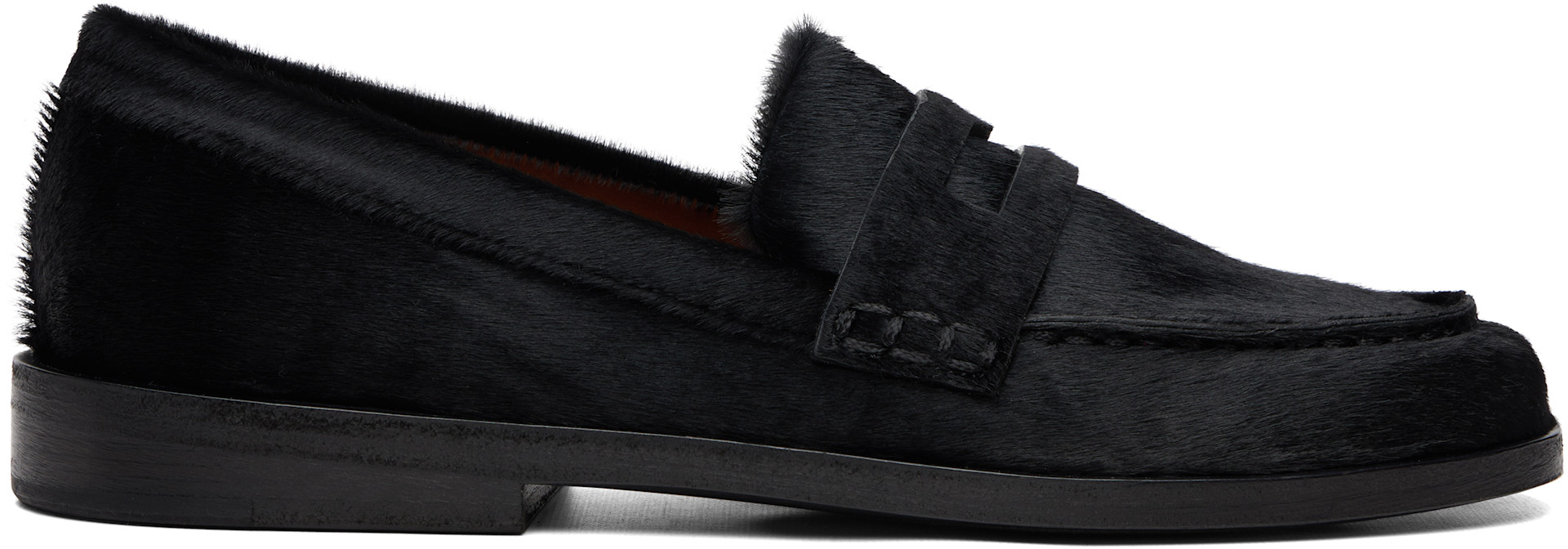マーゼル Marsèll: Black Mocasso Short Hair Leather Loafers | SSENSE