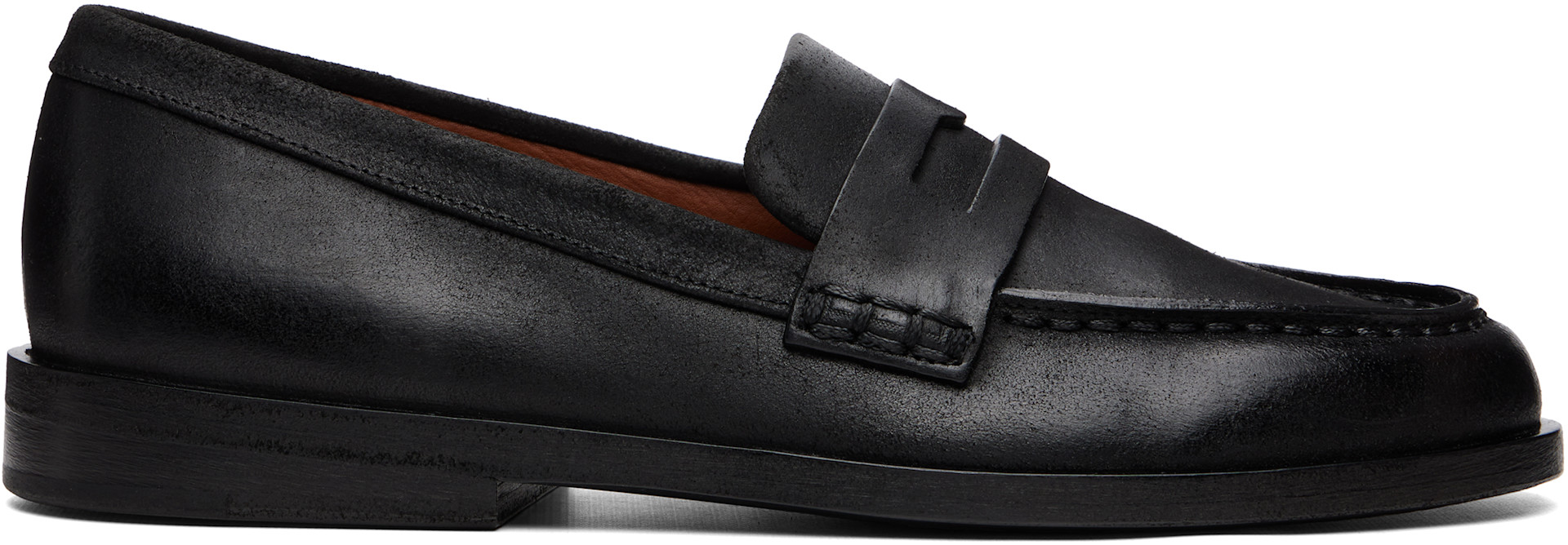 Marsèll: ブラック Mocasso ワックスド リバースレザー ローファー