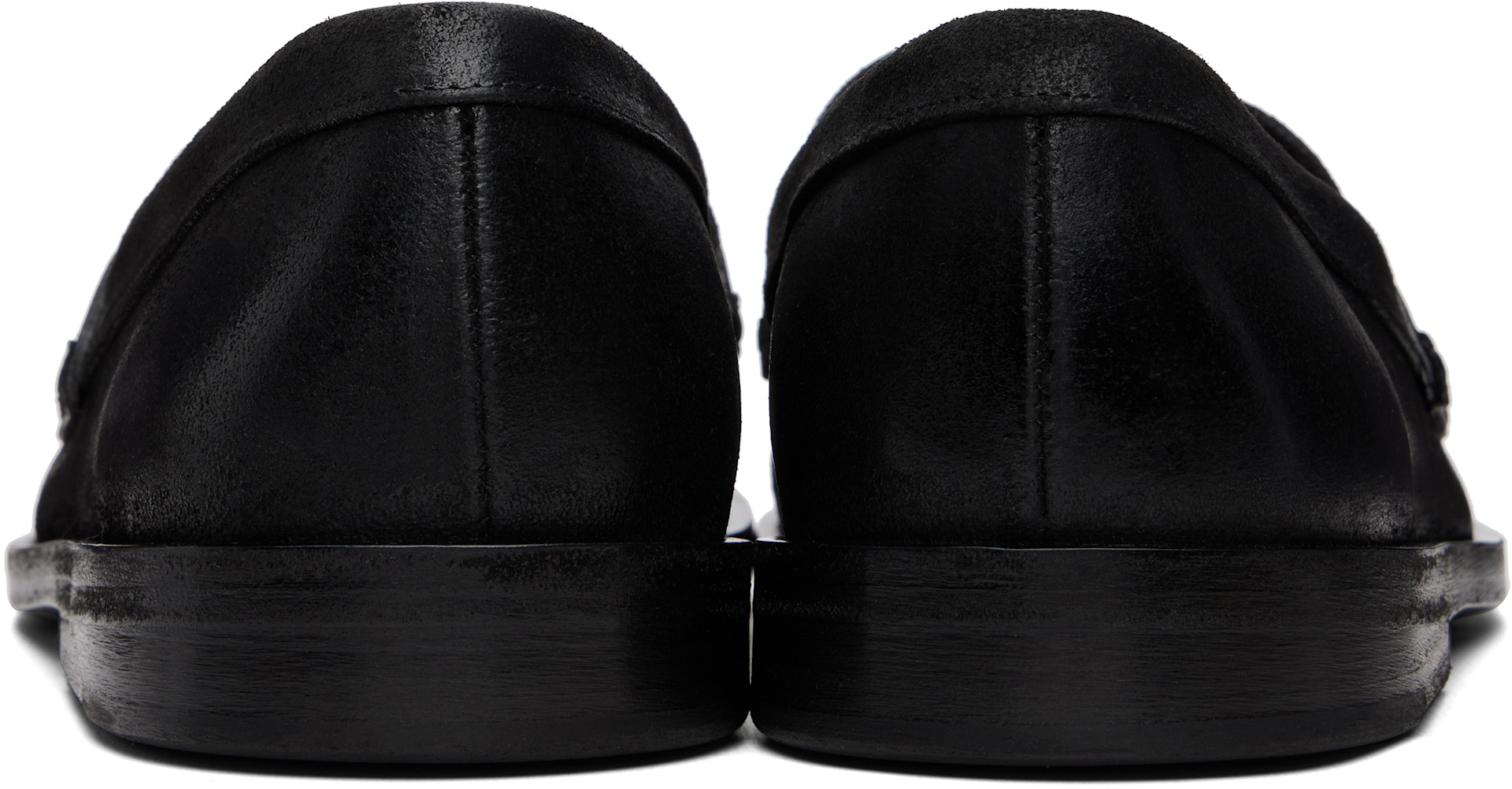Marsèll: ブラック Mocasso ワックスド リバースレザー ローファー