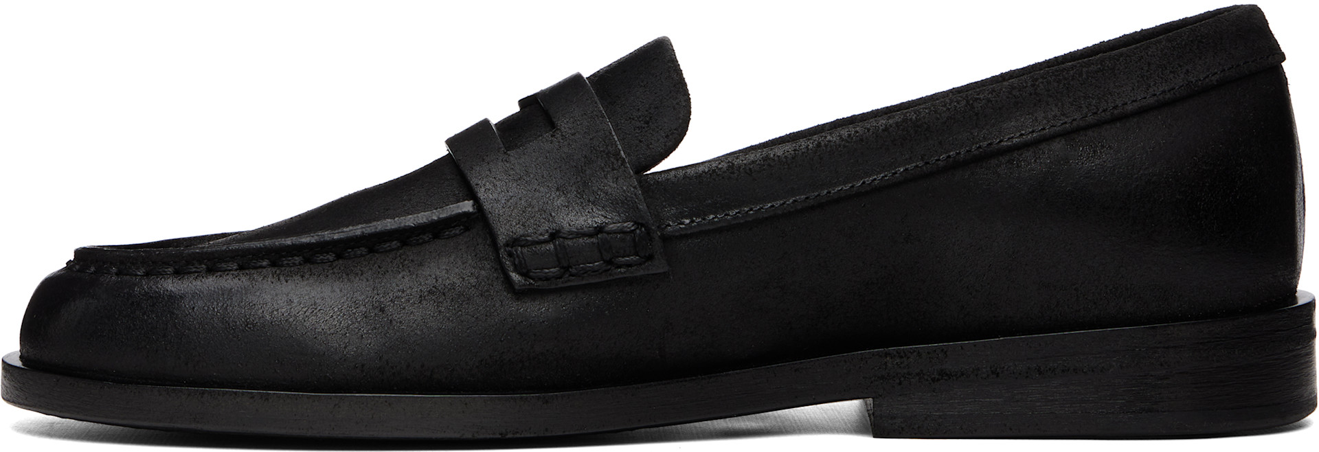 Marsèll: ブラック Mocasso ワックスド リバースレザー ローファー