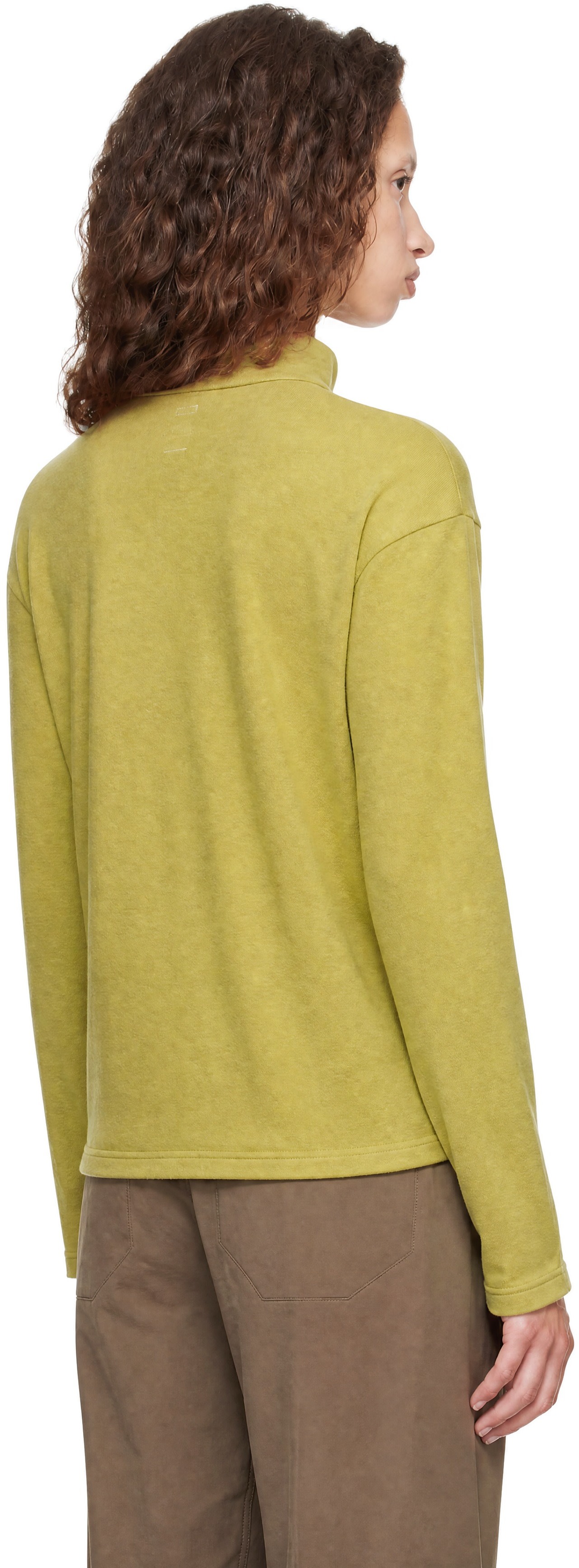 POST ARCHIVE FACTION (PAF): Green Cut Out Half Zip Fleece