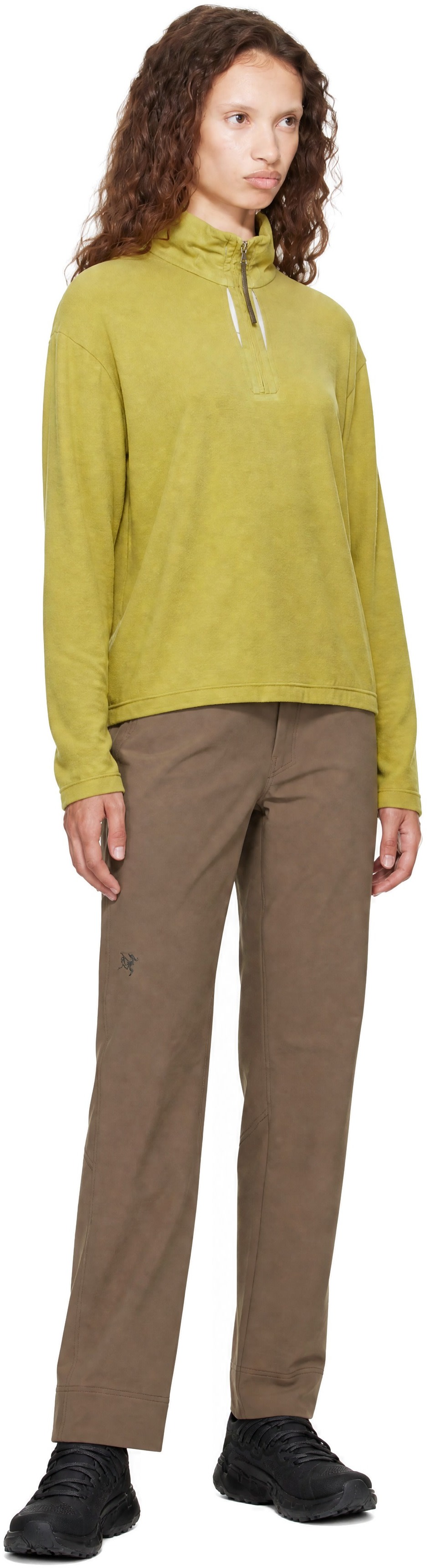 POST ARCHIVE FACTION (PAF): Green Cut Out Half Zip Fleece
