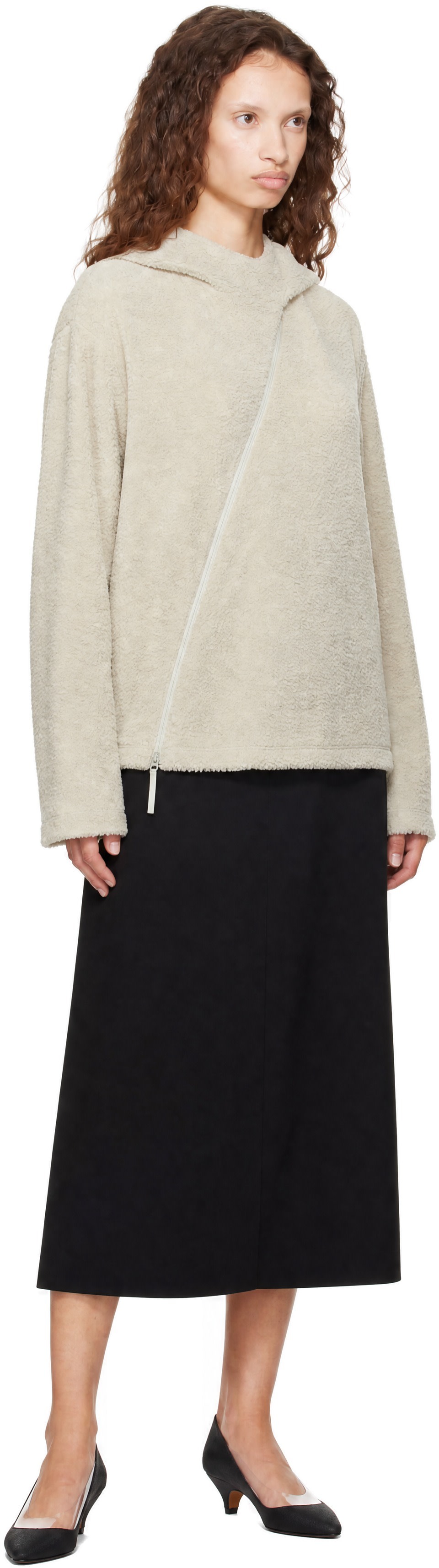 POST ARCHIVE FACTION (PAF): Green Curved Fleece Hoodie | SSENSE