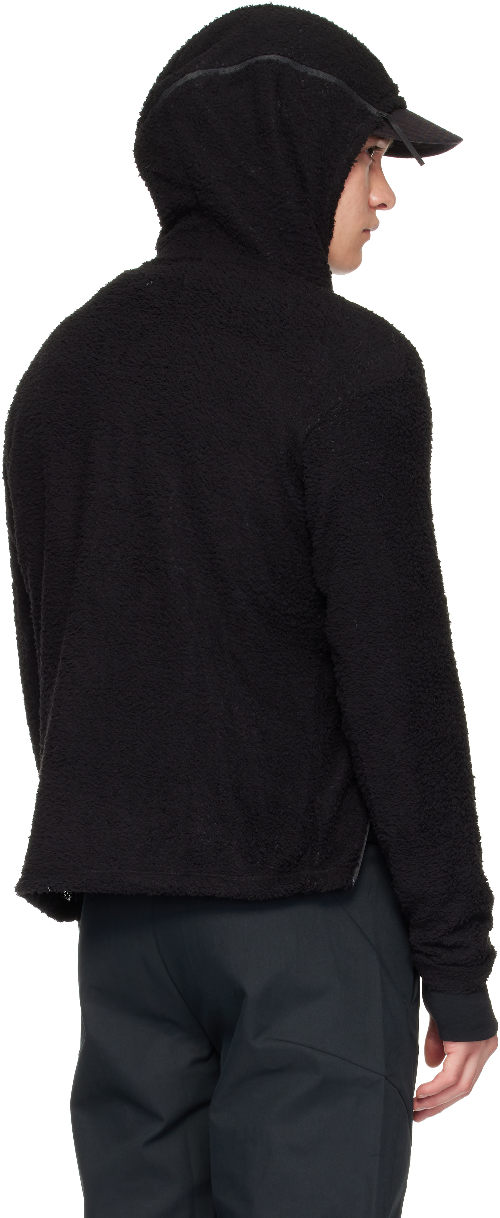 せ*と様 PAF Post Archive Faction Fleece Hoo POST ARCHIVE FACTION (PAF): Black Curved Fleece Hoodie | SSENSE