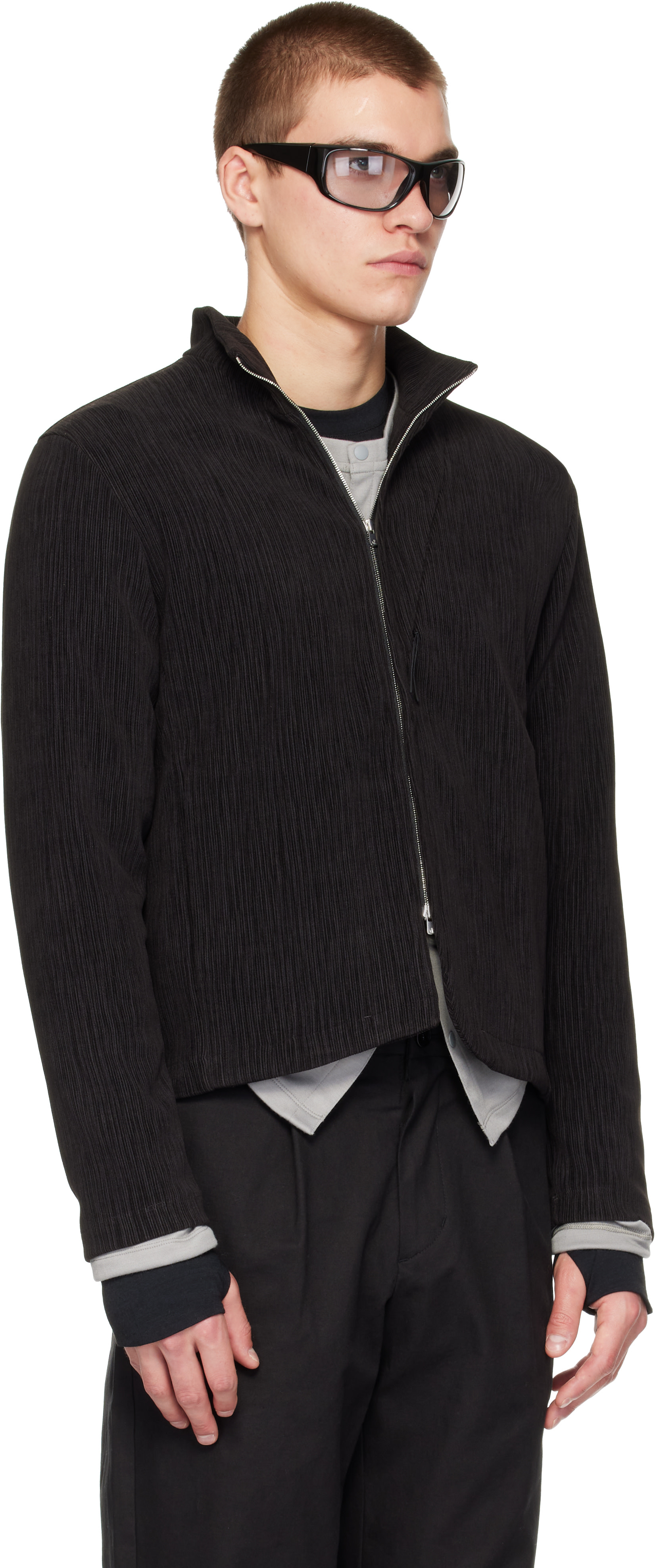 POST ARCHIVE FACTION (PAF): Black Corduroy Track Jacket | SSENSE