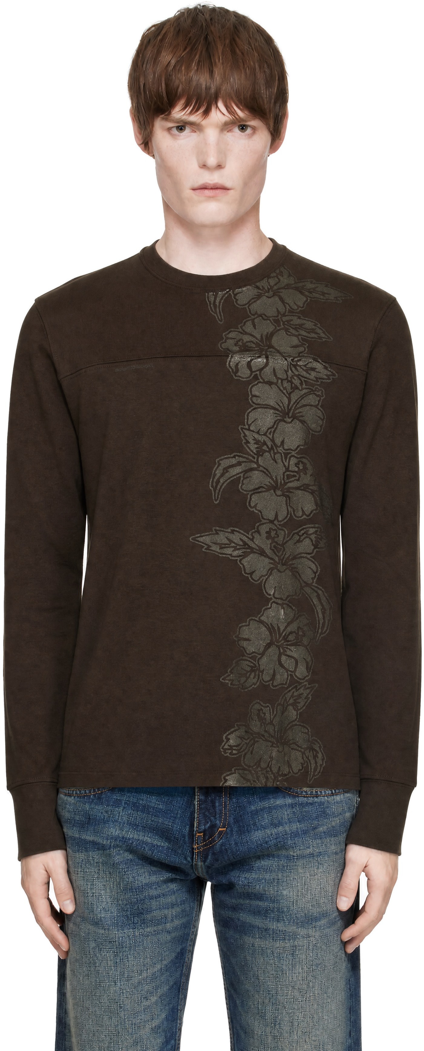 Raimundo Langlois: SSENSE Exclusive Brown Long Sleeve Football T