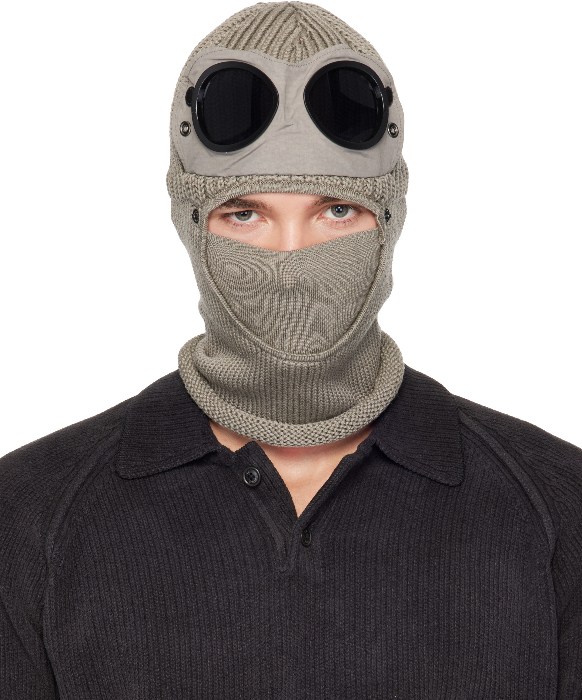 CP COMPANY ゴーグル付きニット帽　バラクラバ C.P. Company: グレー Goggle エクストラ ファイン メリノウール