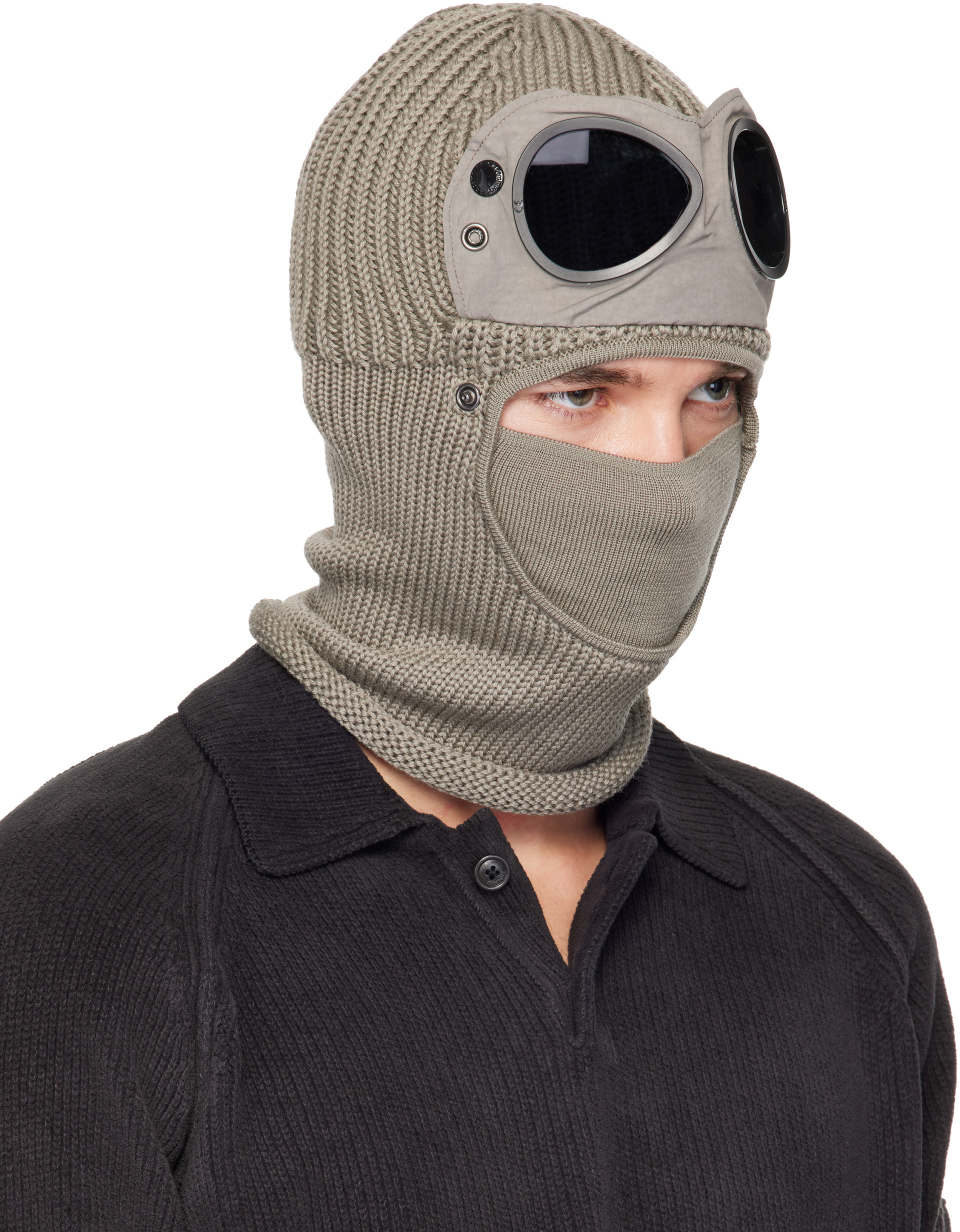 CP COMPANY ゴーグル付きニット帽　バラクラバ C.P. Company: グレー Goggle エクストラ ファイン メリノウール