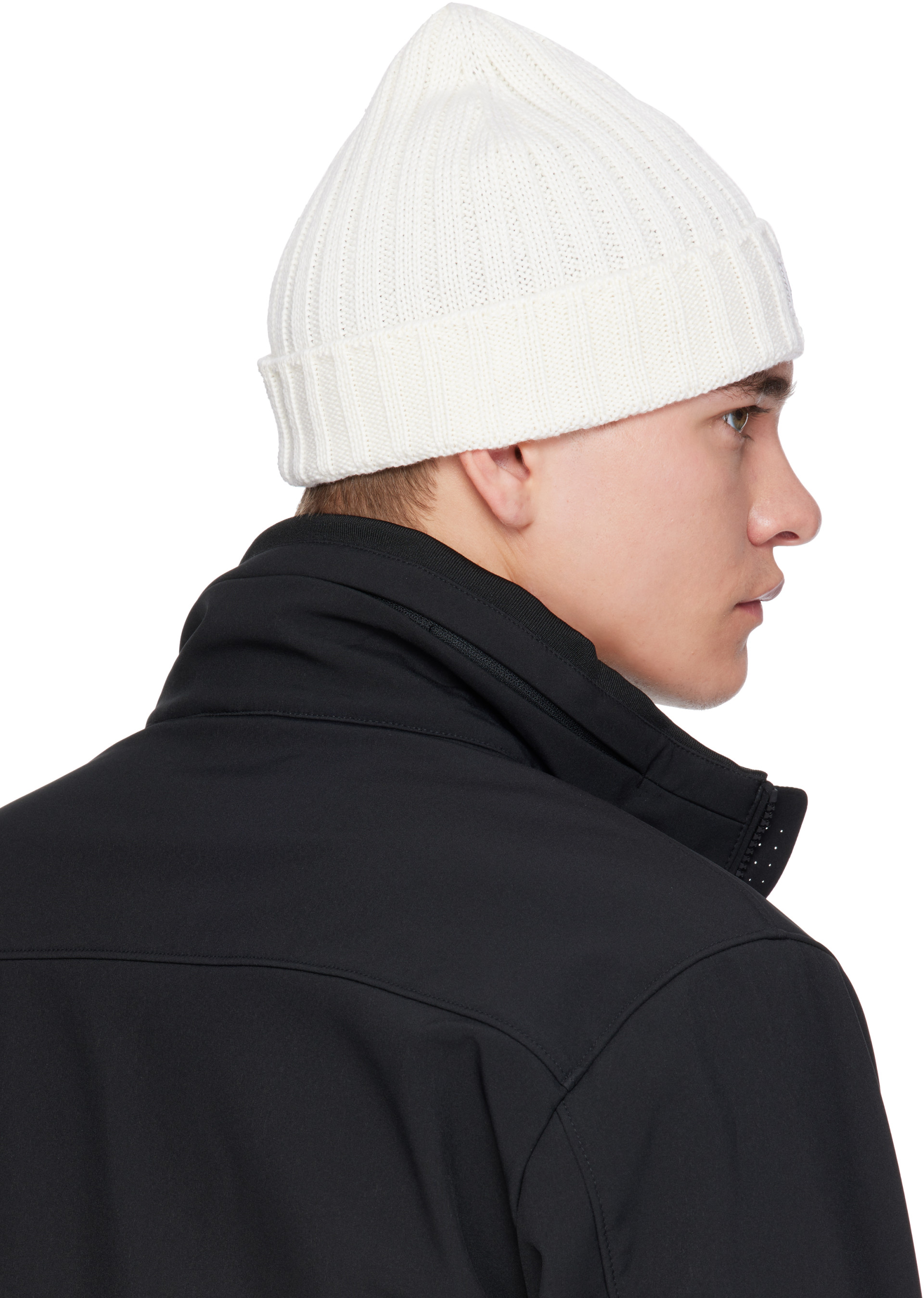 C.P. Company: White Extrafine Merino Wool Logo Beanie | SSENSE