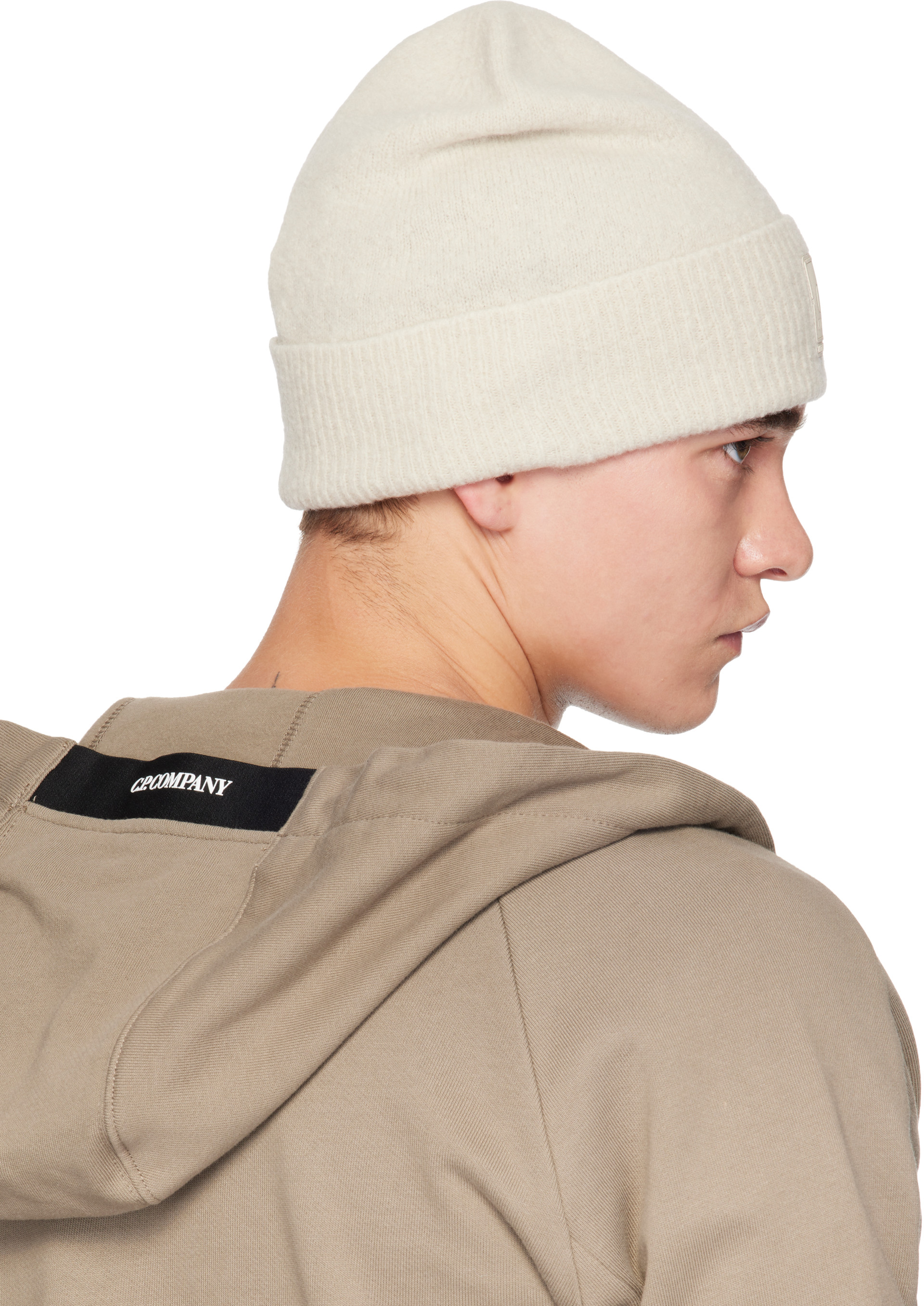 C.P. Company: Off-White Extrafine Merino Wool Knit Beanie | SSENSE