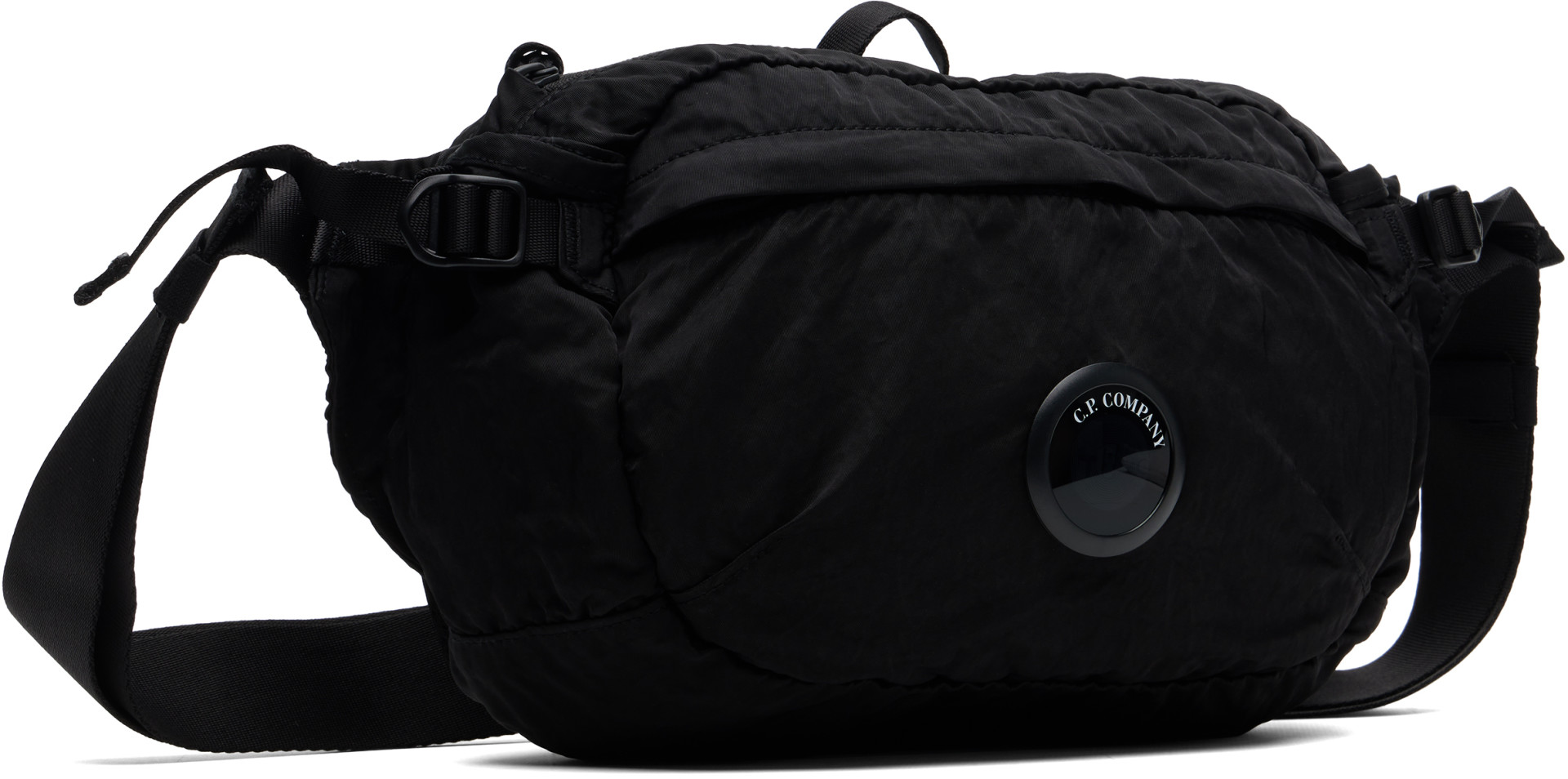 C.P. Company: Black Nylon B Lens Waist Bag | SSENSE Canada