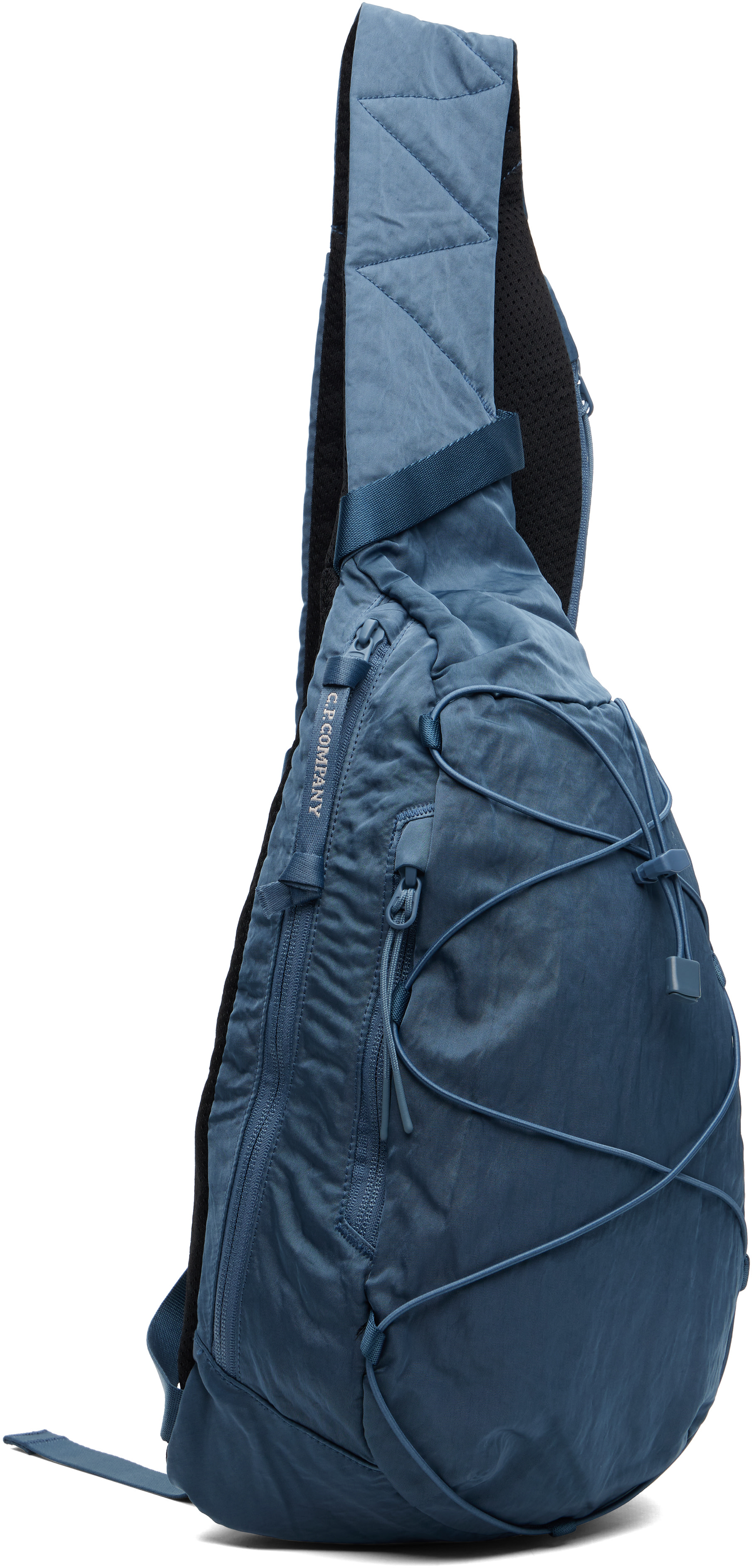 C.P. Company: Blue Nylon B Lens Crossbody Rucksack | SSENSE Canada