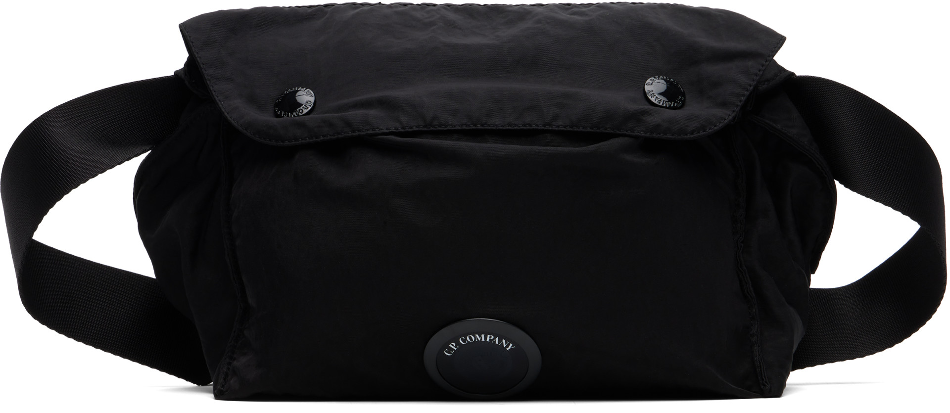 C.P. Company: Black Nylon B Lens Zipped Waist Pouch | SSENSE