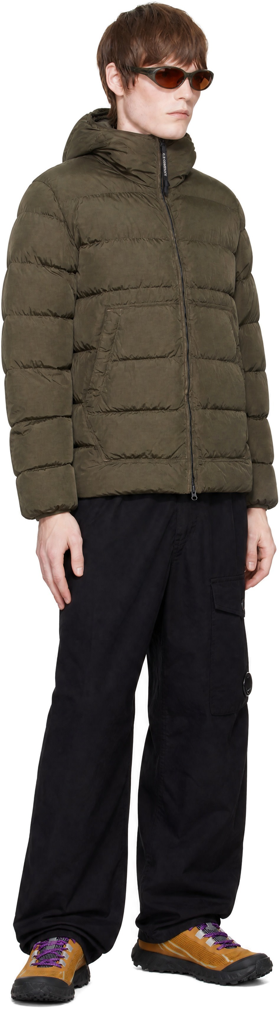 C.P. Company - Khaki Chrome-R Goggle Down Jacket