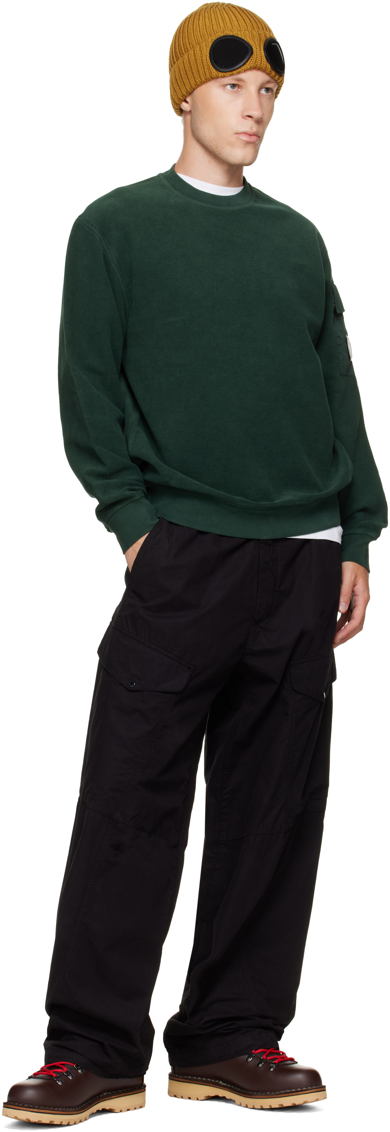 C.P. COMPANY MICROREPS CARGO PANTSブラック50 C.P. Company: Black Micro-Reps Boxy Lens Cargo Pants | SSENSE
