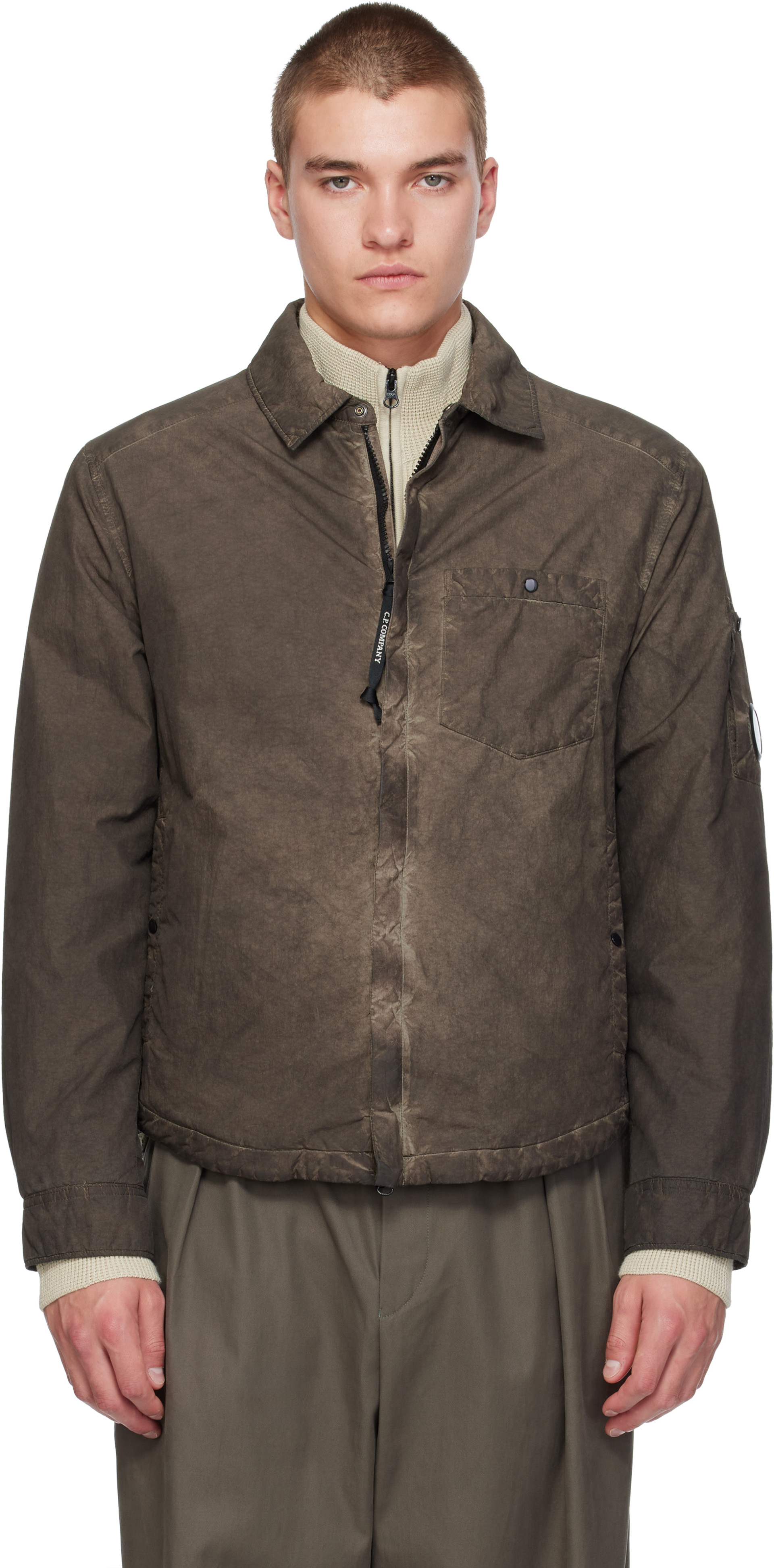 C.P. Company: ブラウン Flatt Nylon Lens Padded Zipped オーバー