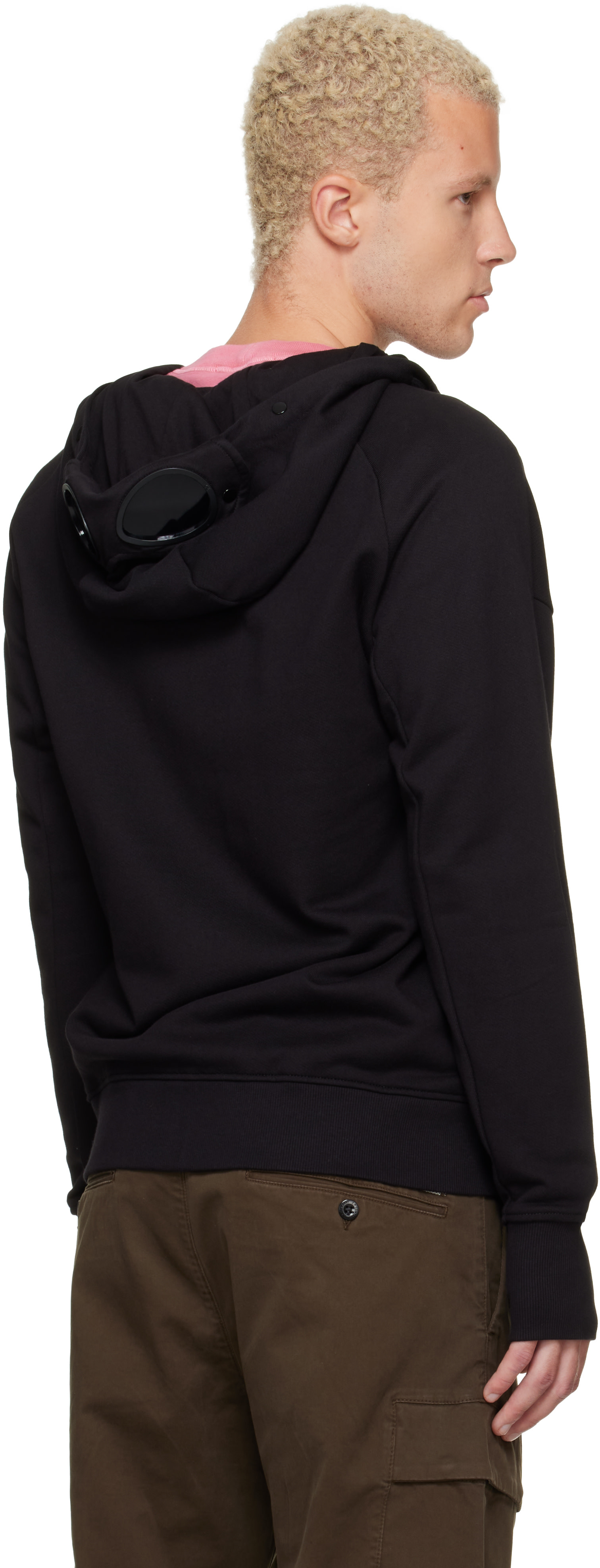 C.P. Company - Pull à capuche noir en molleton à verres