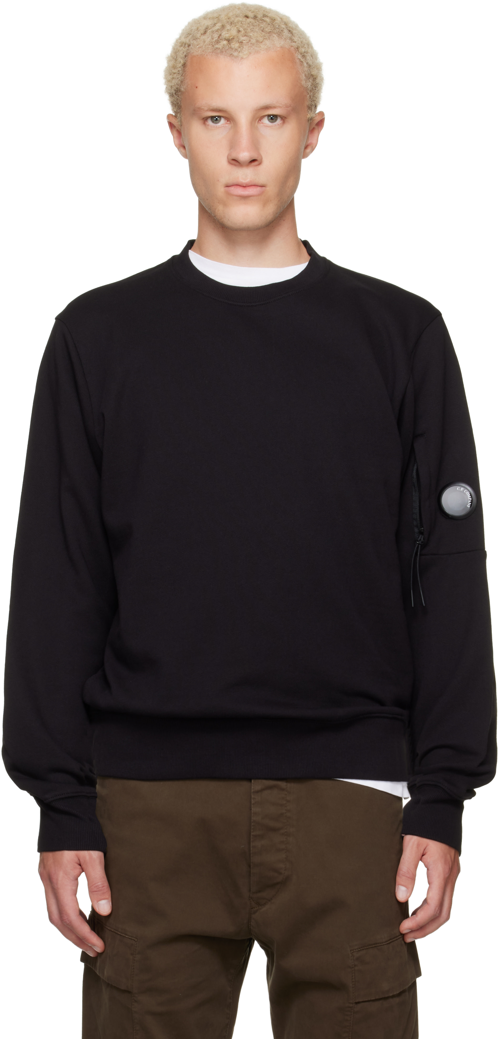 C.P. Company レンズ付きスウェット ブラック M C.P. Company: ブラック Diagonal Raised レンズ フリース クルー