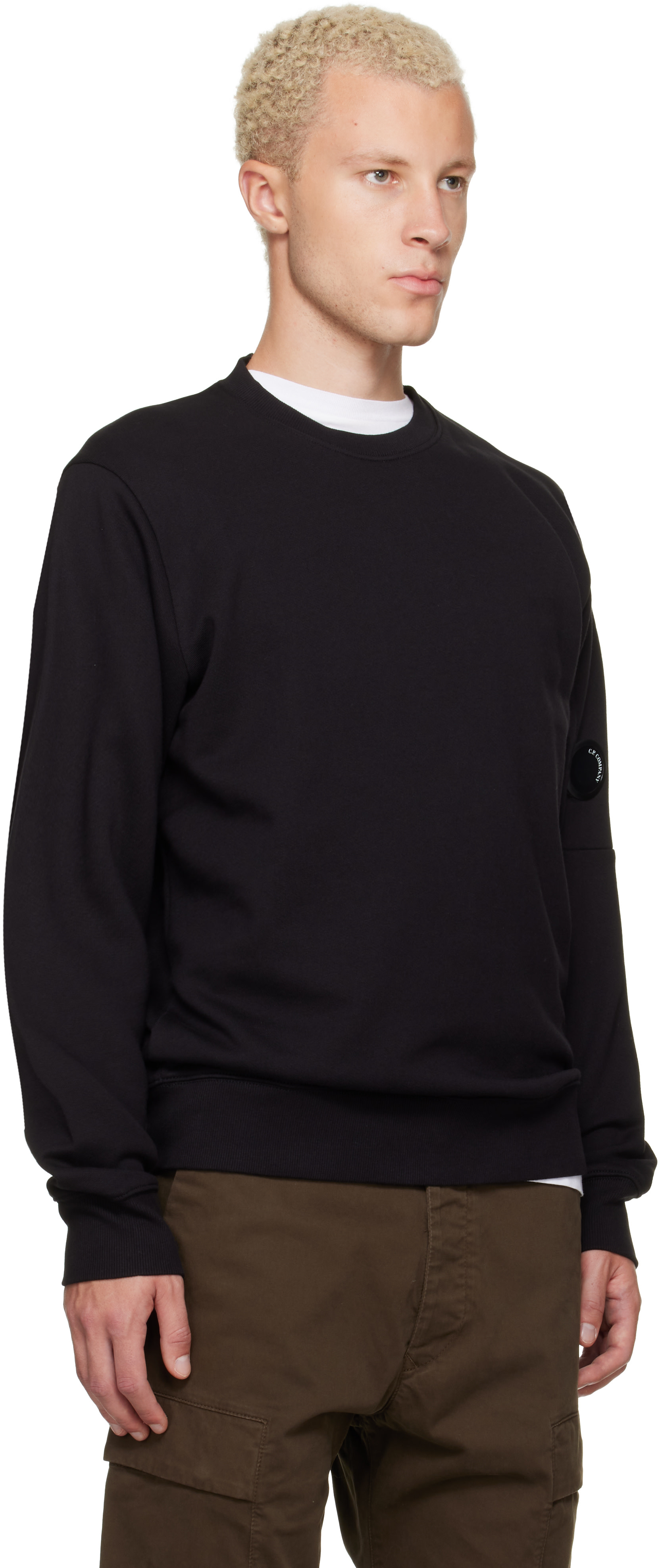 C.P. COMPANY ブラック スウェット　Mサイズ レア C.P. Company: ブラック Diagonal Raised レンズ フリース クルー
