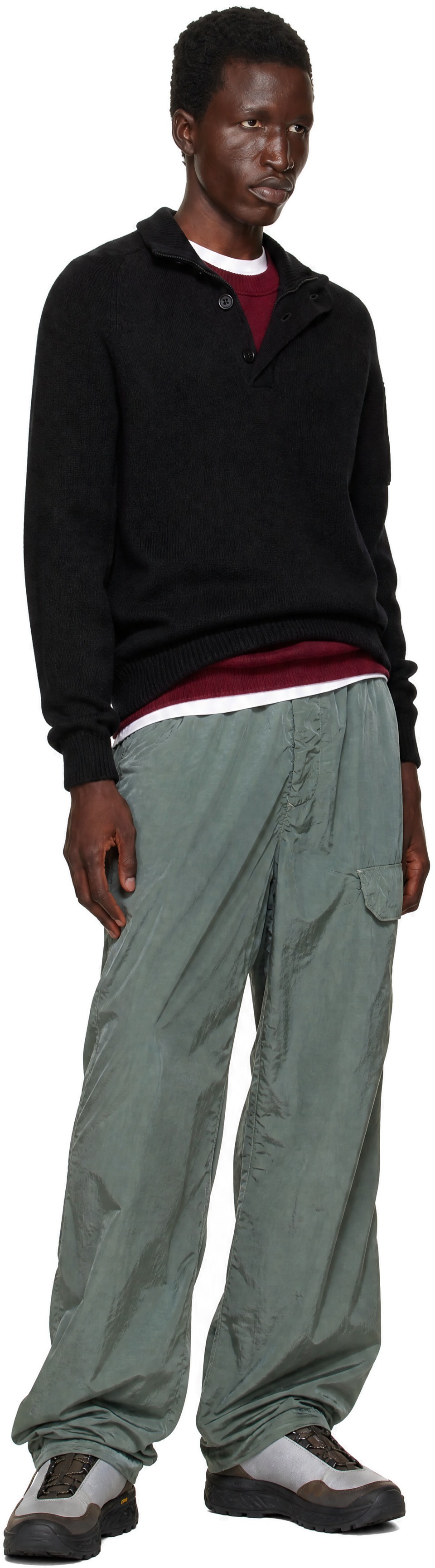 C.P. Company - Black Lambswool GRS Half Button Sweater