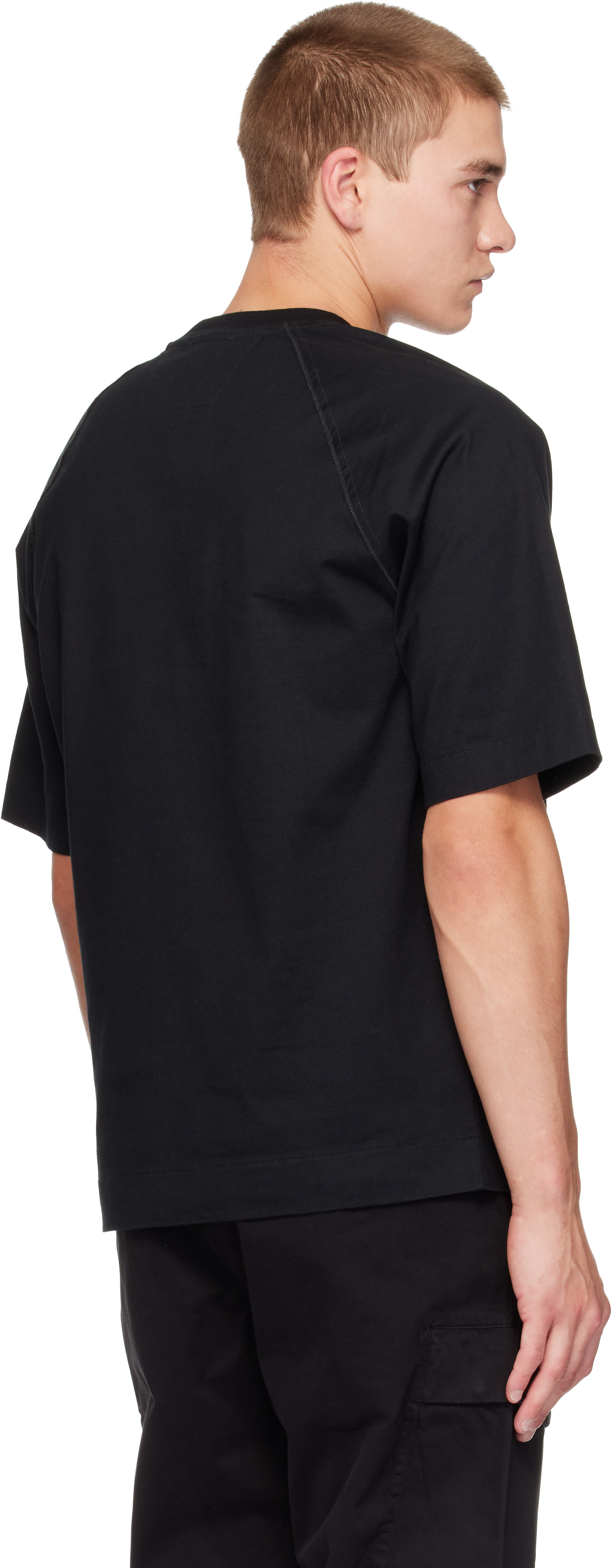 C.P. Company: Black 30/2 Mercerized Jersey Twisted Lens T-shirt