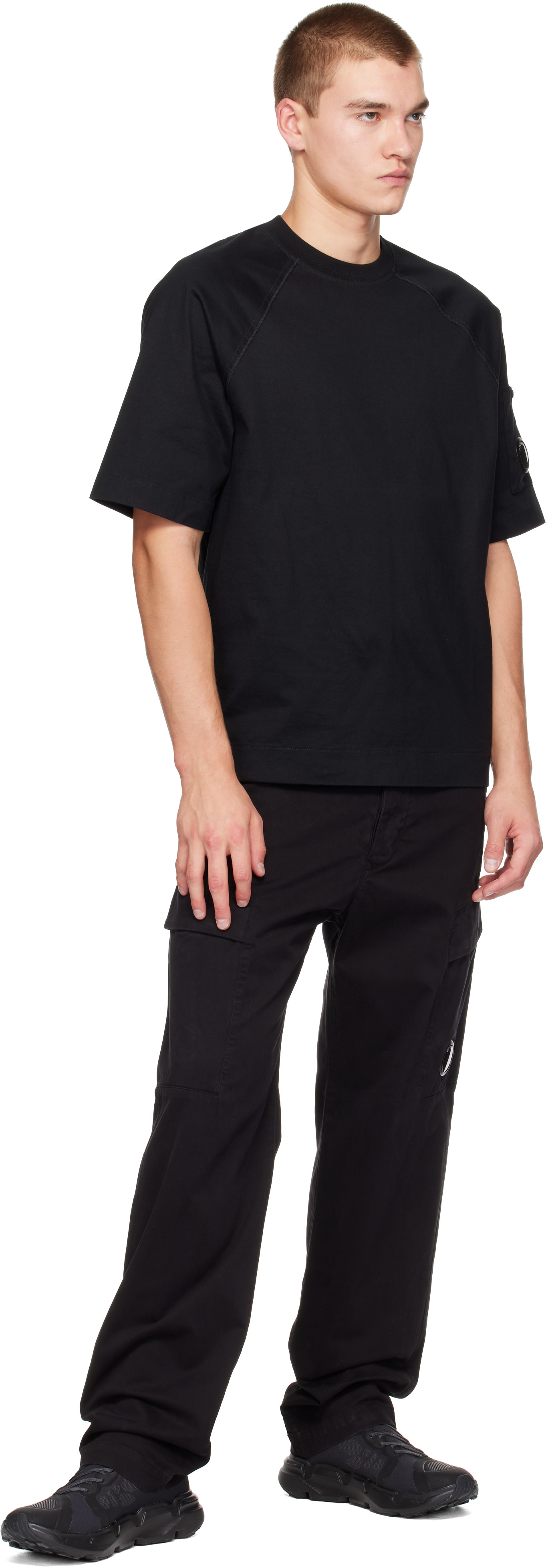 C.P. Company: Black 30/2 Mercerized Jersey Twisted Lens T-shirt