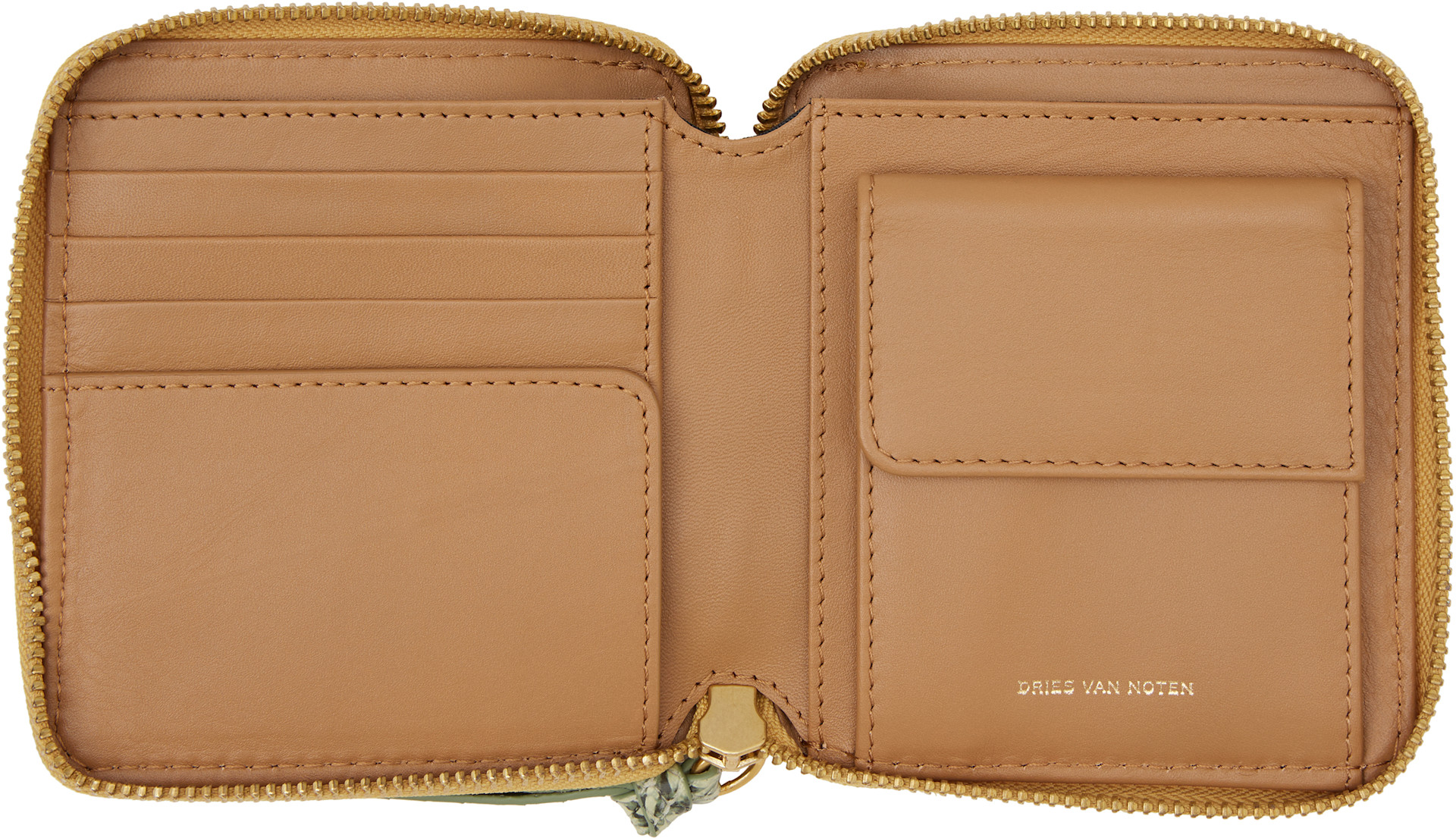【dries van noten】WALLET Dries Van Noten: Yellow & Green Leather Wallet | SSENSE