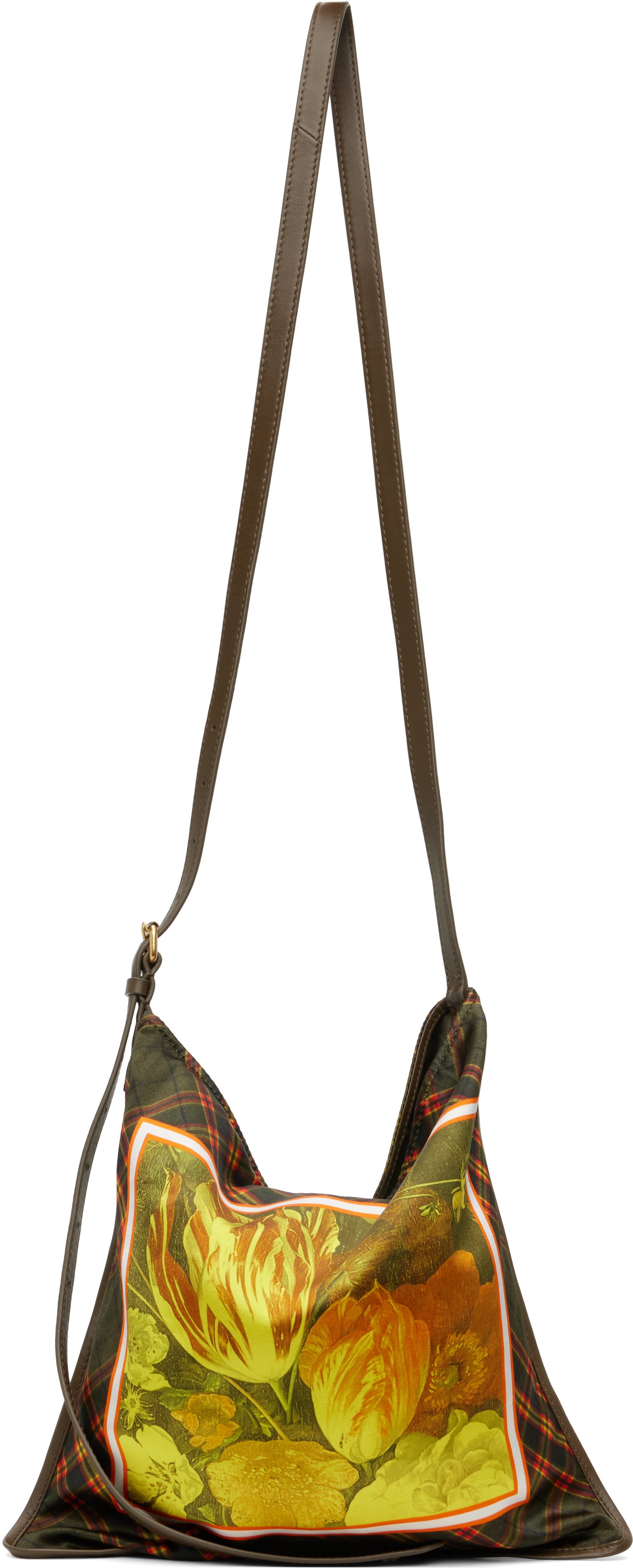 Dries Van Noten: Yellow Medium Scarf Print Shoulder Bag | SSENSE